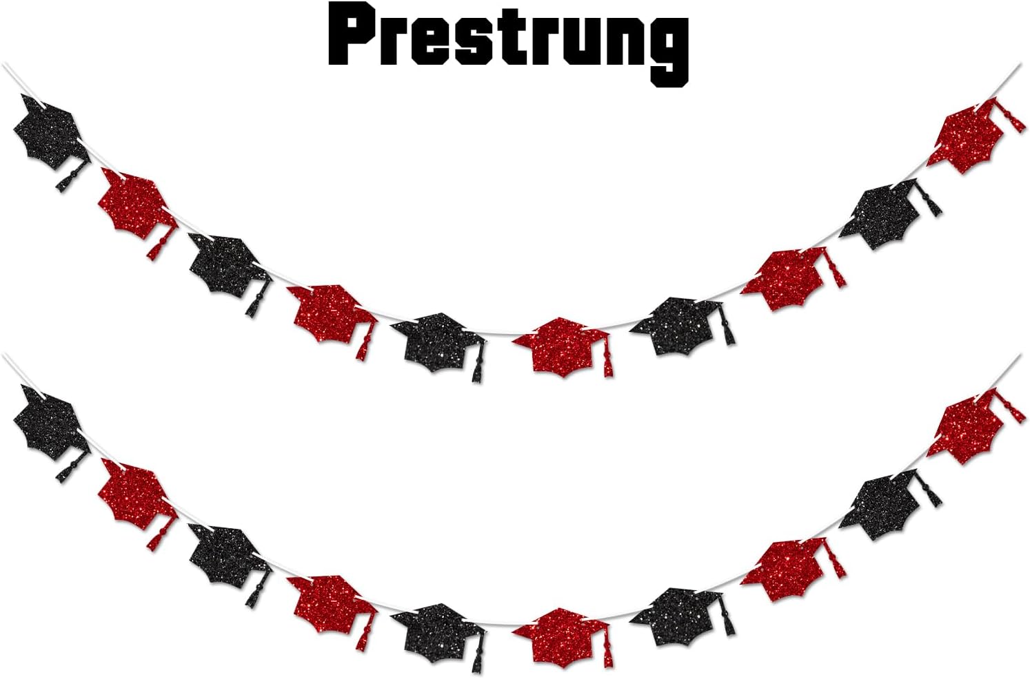 Red and Black Graduation Decorations Class of 2026 Graduation Banner Pre-Strung Glitter Congrats Grad Cap Banner for Grad Party Decorations 2026 - Image 2