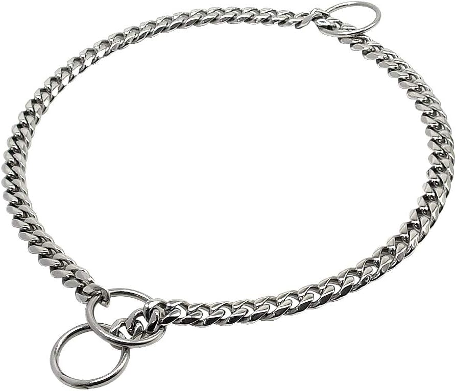 PET ARTIST 3mm Link Black Color Slip Stainless Steel Titan Choke Chain Dog Training Collar-Ring Sealed