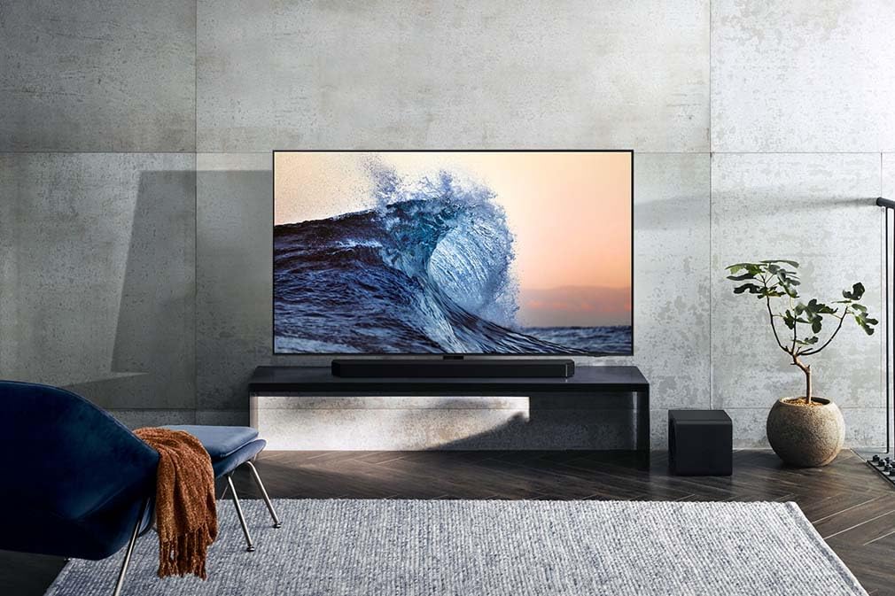 Samsung HW-Q810GF Q-Series 5.1.2-Kanal-Soundbar für Fernseher, Kabelloser 6,5"-Subwoofer, Kabelloses Dolby Atmos und DTS:X, SpaceFit Sound Pro, Q-Symphony