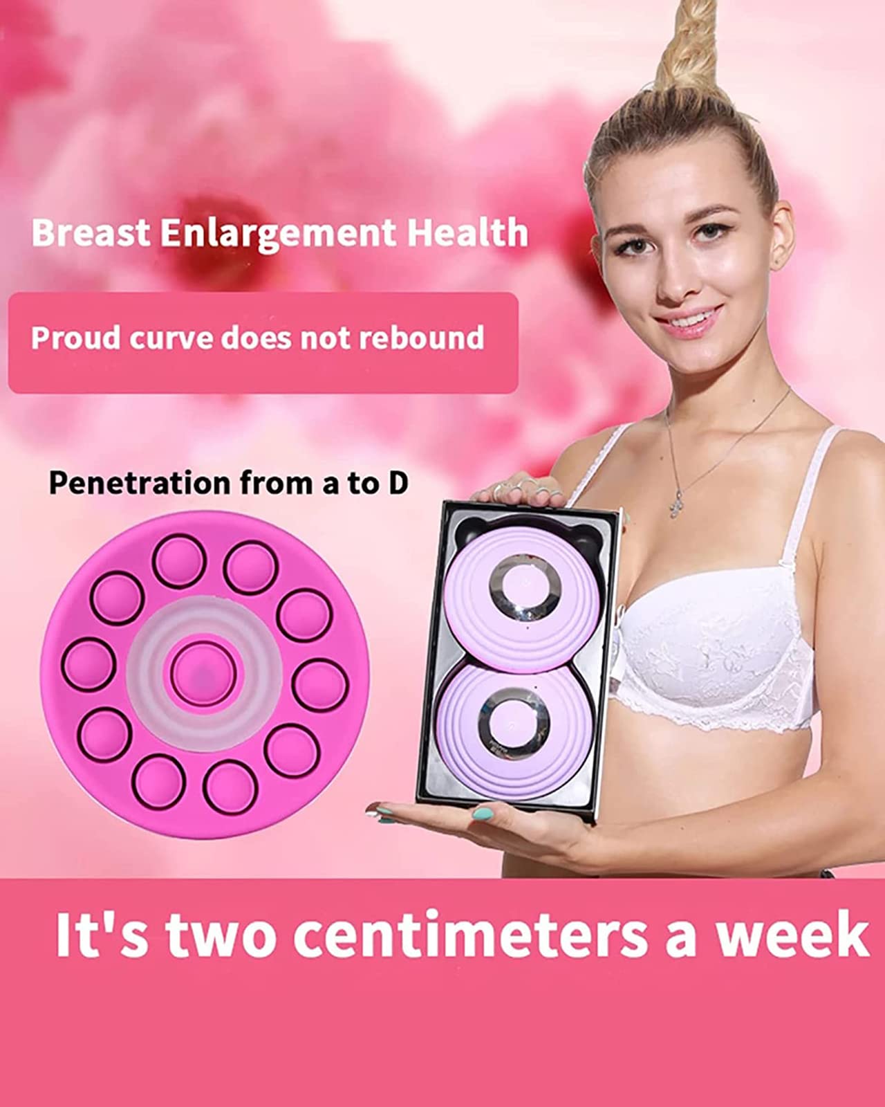 Masajeador de senos eléctrico inalámbrico, potenciador de 3 engranajes, máquina de masaje de senos antiflacidez para agrandar el pecho, máquina de masaje de forma corporal ajustable para mujeres