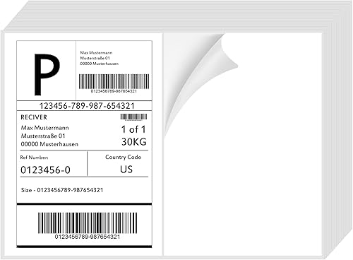 200 etiquetas de envío autoadhesivas de media hoja, 100 hojas, etiquetas de dirección de 8.5 x 5.5 pulgadas, etiquetas de dirección láser/tinta