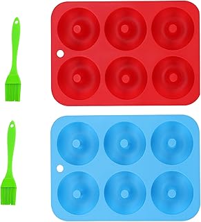 Silicone Moule Muffins 2 Pièces Moulle Silicone Patisserie Moules Donuts Gâteaux Cavités Moule Beignet Cuisson pour Muffins, Biscuits, Chocolats, Gâteaux, Glaçons