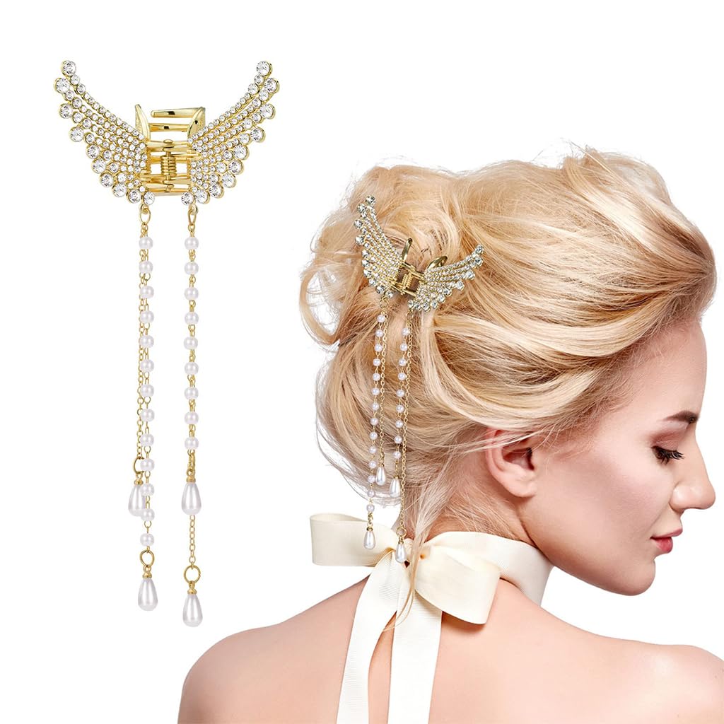 ZIBUYU® Butterfly Hair Clips for Girls Women Stylish Metal Rhinestone Tassel Clutcher Hair Accessories for Women, Girls, Sister – Elegant Butterfly Claw Clip Birthday Gift, 1 Pcs