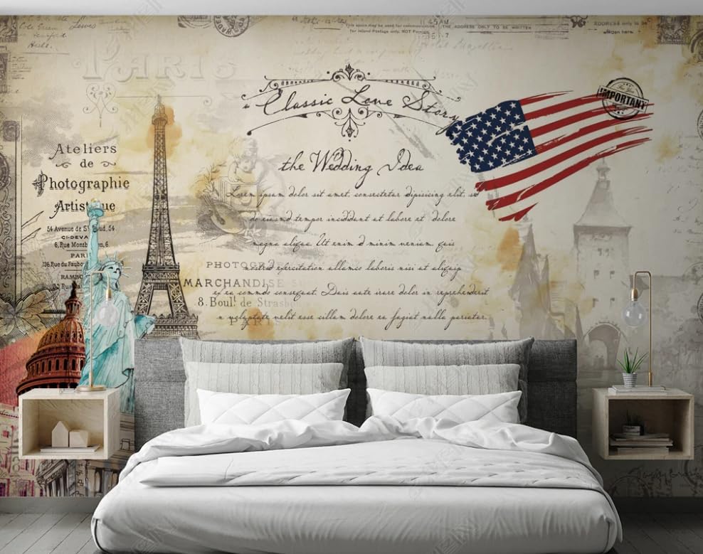 Papier peint intissé architecture nostalgique grand format pour chambre et salon