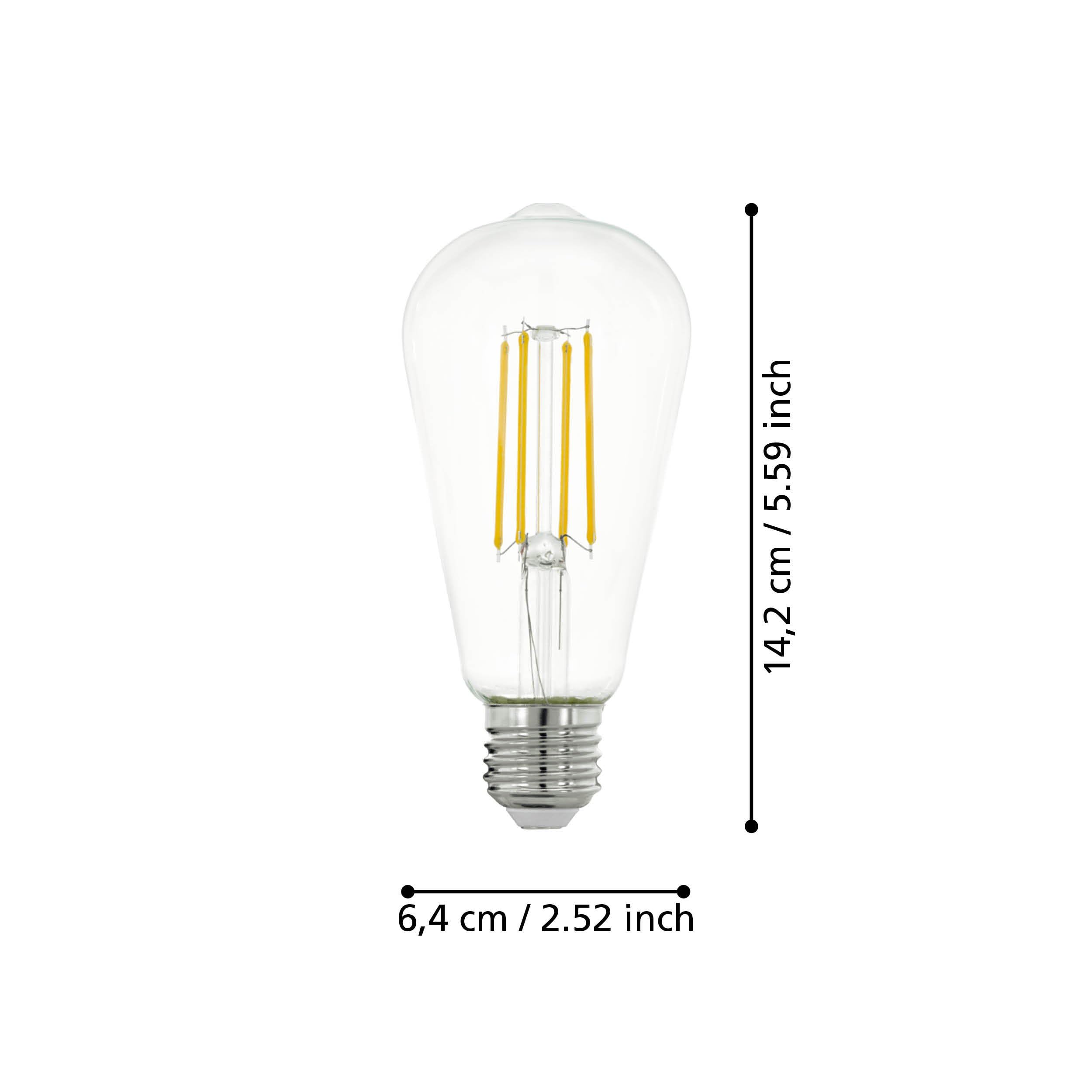 Eglo E27 LED Filament Light Bulb Piston Shape, Edison lamp for Retro Lighting 7 watt (Equivalent to 60 watt), 806 Lumen - Image 3