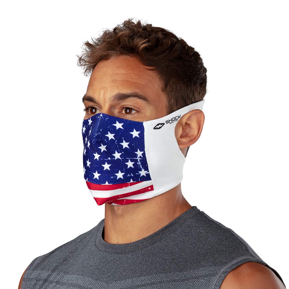 Shock Doctor Reusable Face Mask for Athletes Facemask Safe Opening for Drinking Adults Youth