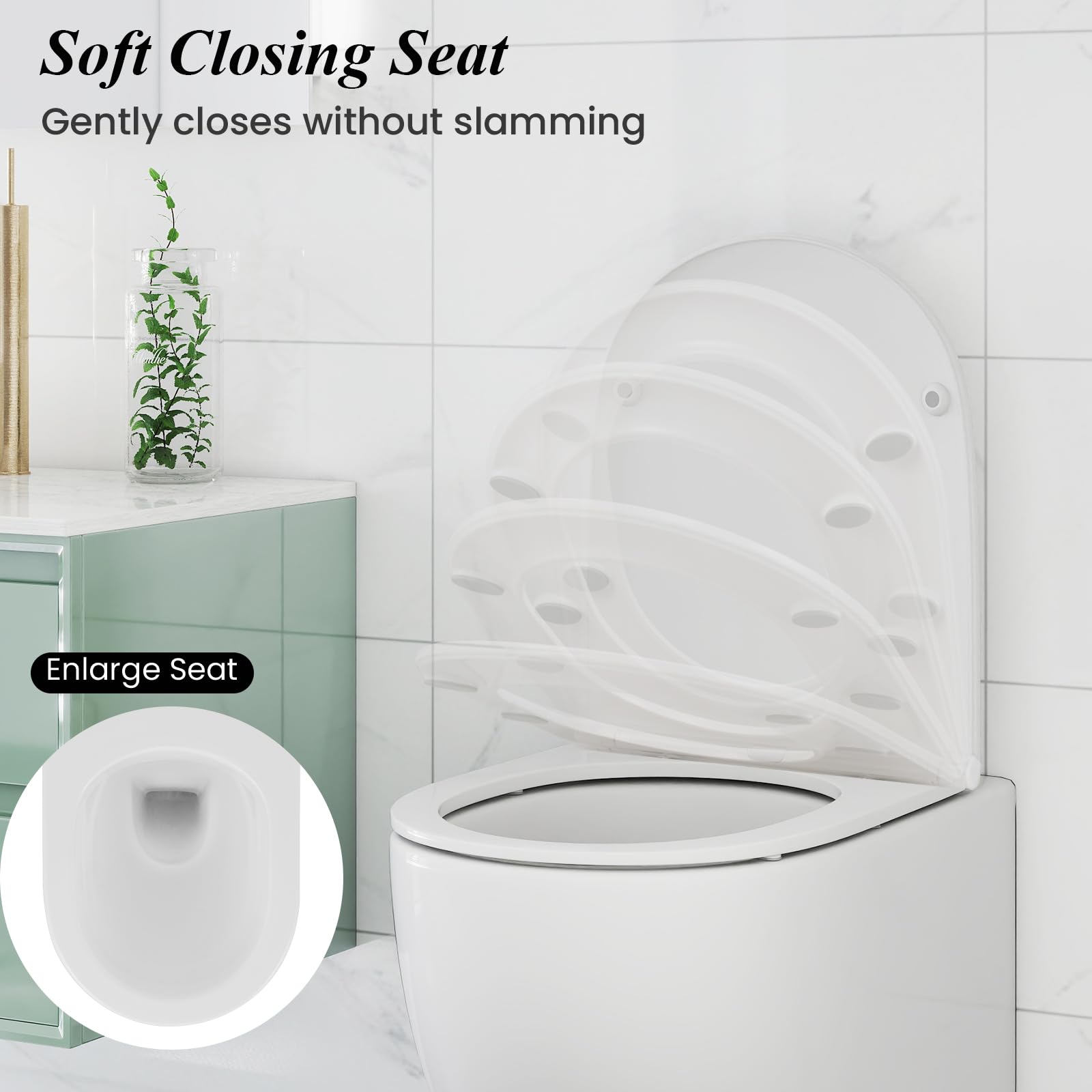 LIFEZEAL Water Sospeso, Sanitari a Muro, Incasso WC, Toilette, con Copriwater a Chiusura Rallentata, Sedile, Kit di Montaggio, Sistema di Doppio Scarico, Risparmio di Acqua, Pulizia Facile, Ceramica