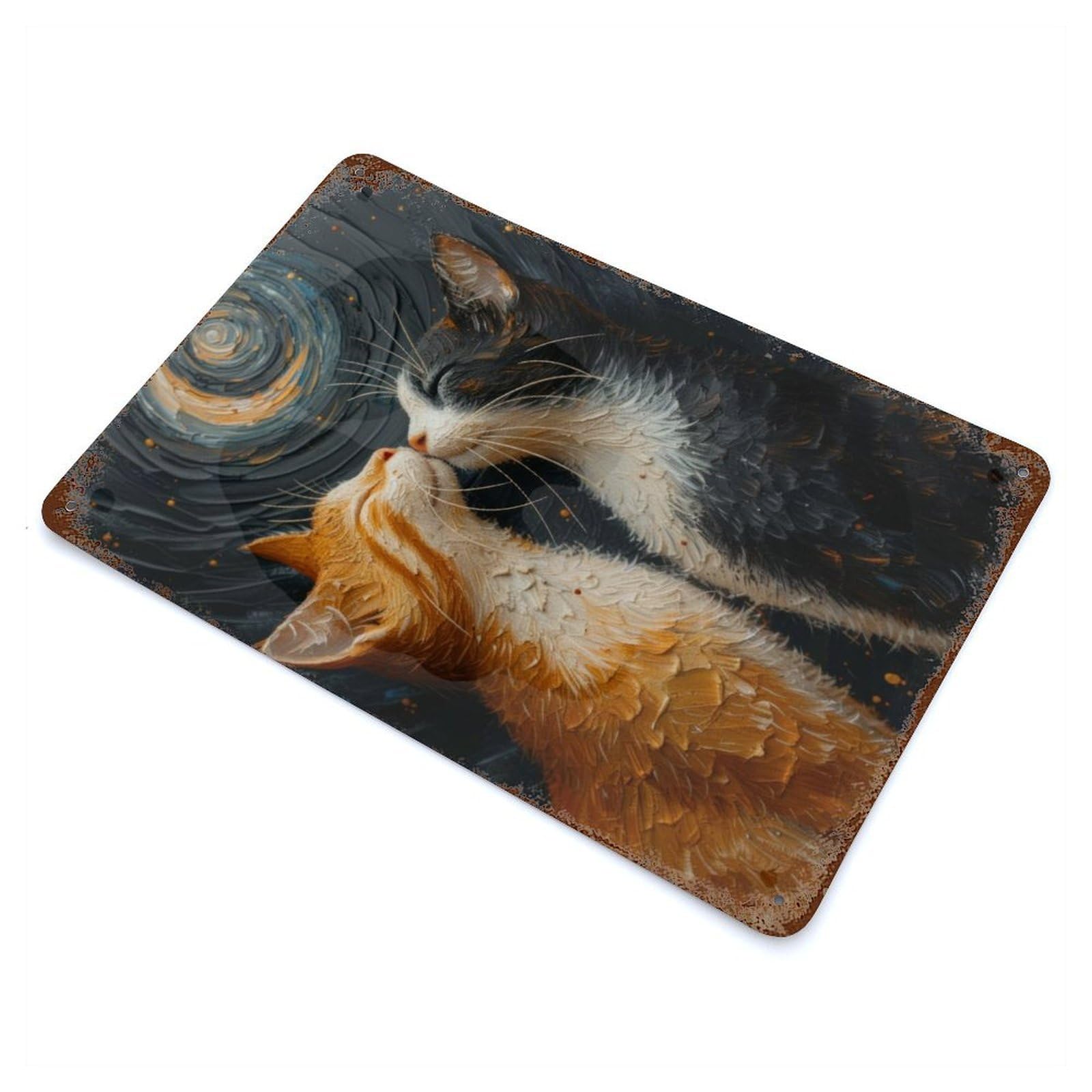 Two Cats Decorative Tin Sign 11.8"x7.9", for Farmhouse, Kitchen And Entryway Decor, Shabby Chic Decor