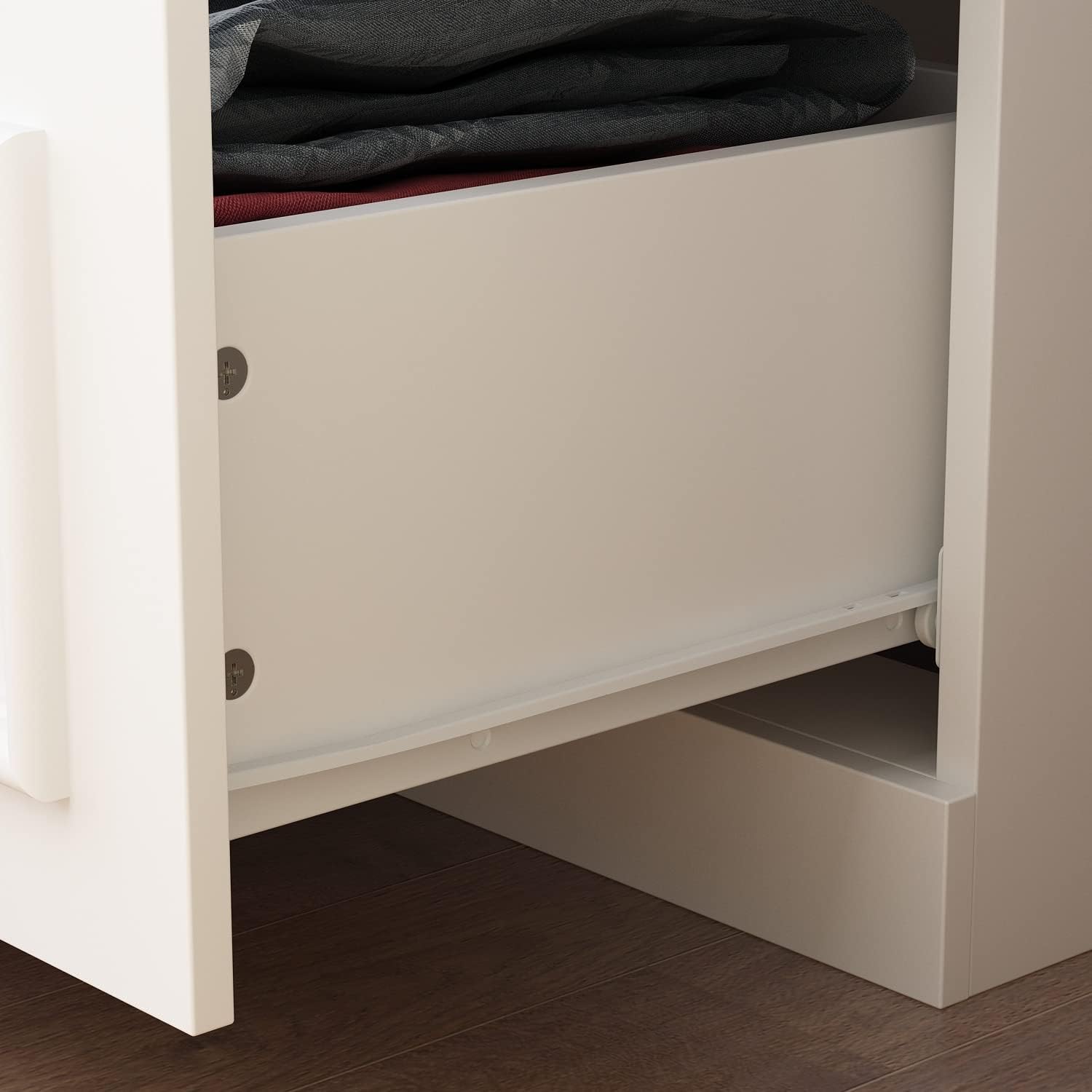 Hitow Wardrobe Armoire Closet with Glass Doors, 31.7" W Wardrobe Storage Cabinet with 3 Drawers & Hanging Rod, Armoire Dresser for Bedroom Clothing Organizer, White