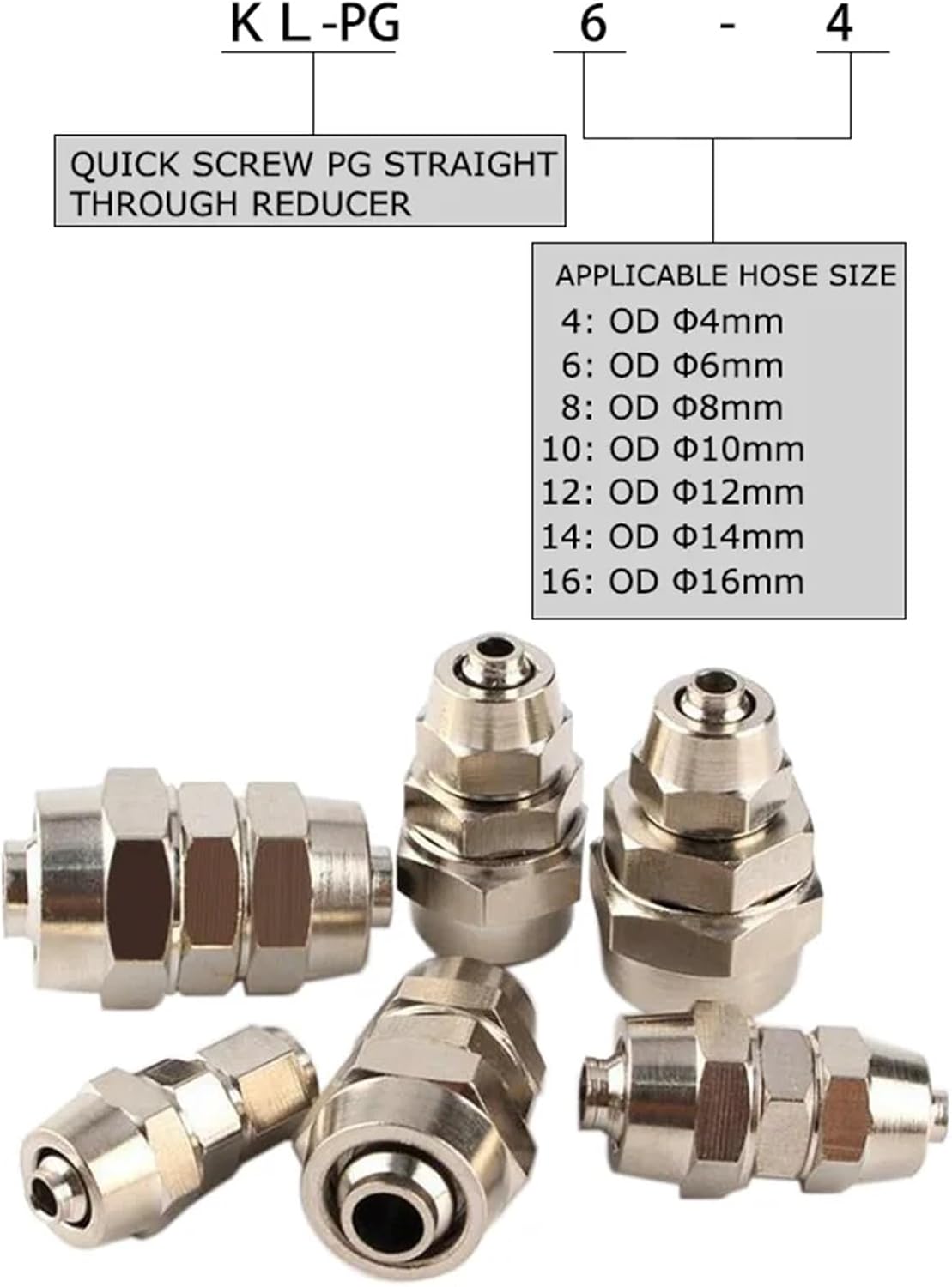 10 PCS PG Pneumatic Connector Quick Twist Straight Through Hose Fitting(10PCS KL-PG6-10)