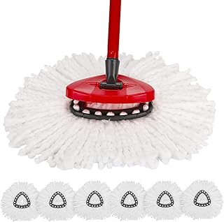 6 Pack Mop Replacement Heads Compatible with Spin Mop, Microfiber Spin Mop Refills, Easy Cleaning Mop Head Replacement 100% Microfiber Mop Refill Heads, Mop Replacement Heads for Spin Mop