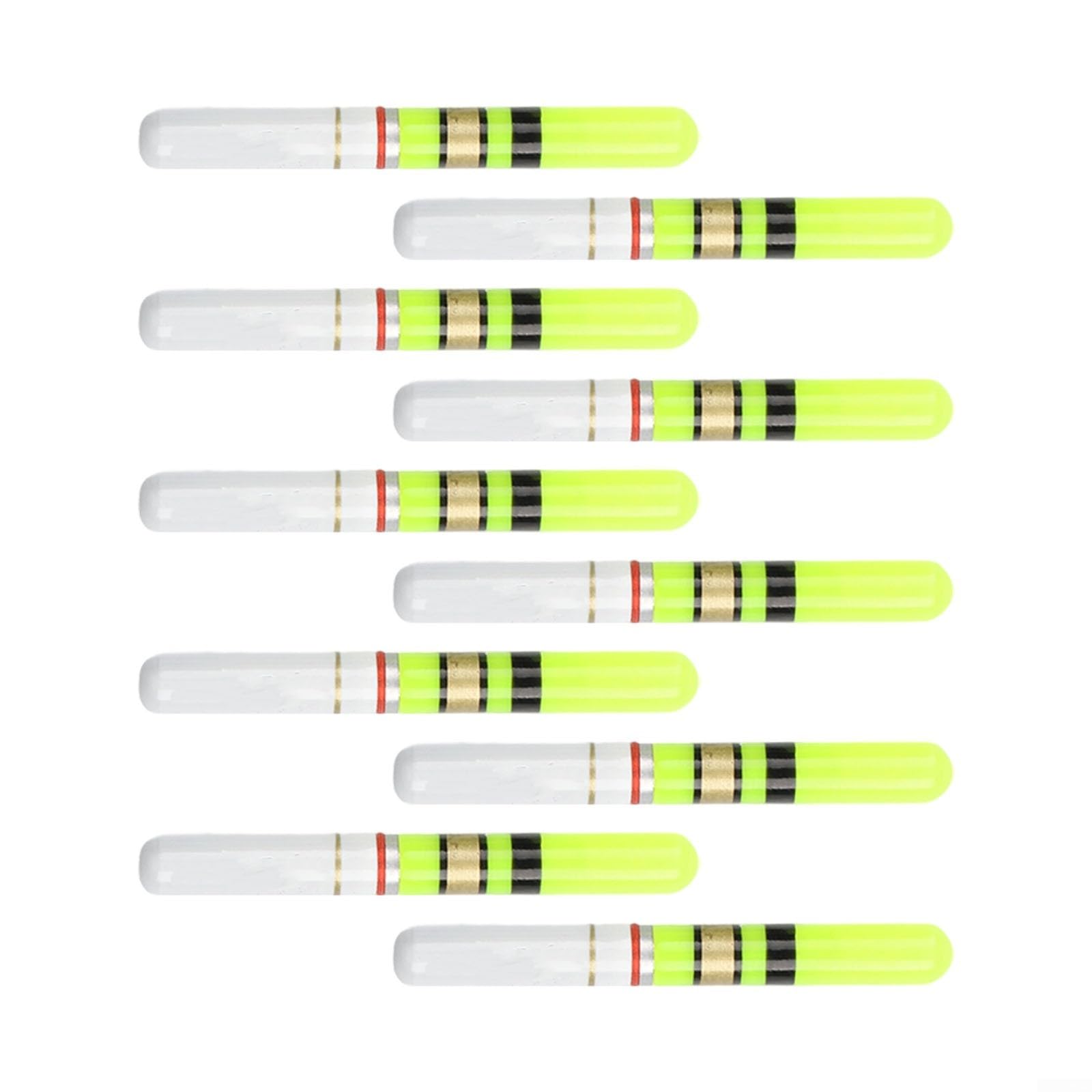 Confezione da 10 galleggianti da pesca notturna a LED, luce compatibile con batteria CR322, per attrezzatura da pesca notturna, esche fluorescenti verdi e rosse, luci galleggianti impermeabili per