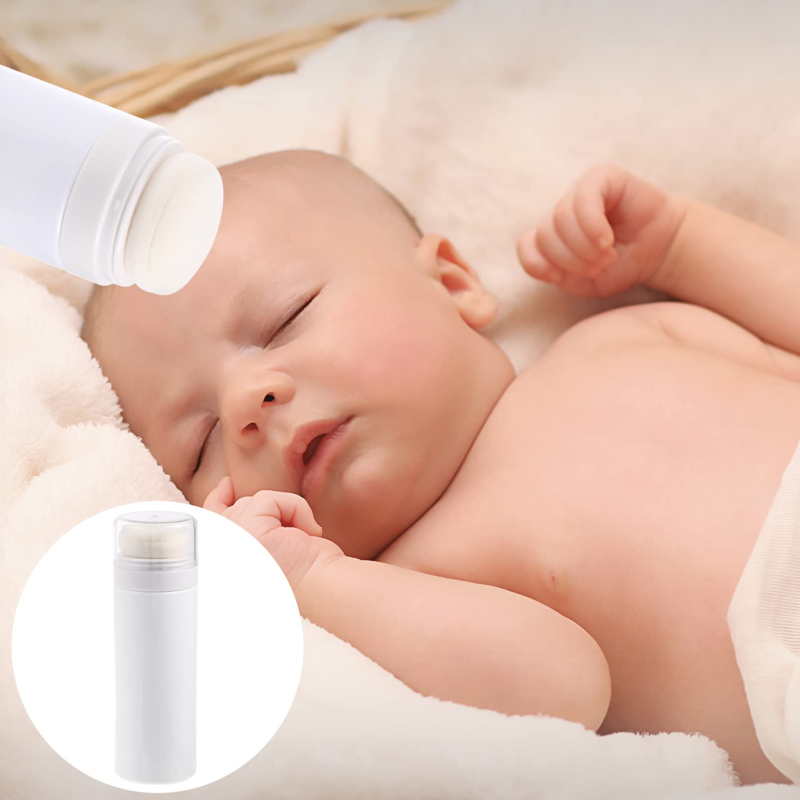 OSALADI Boîte À Poudre Bébé Portable Avec Houppette 14.8Cm Flacon Pratique Pour Application Facile De Poudre Après Bain