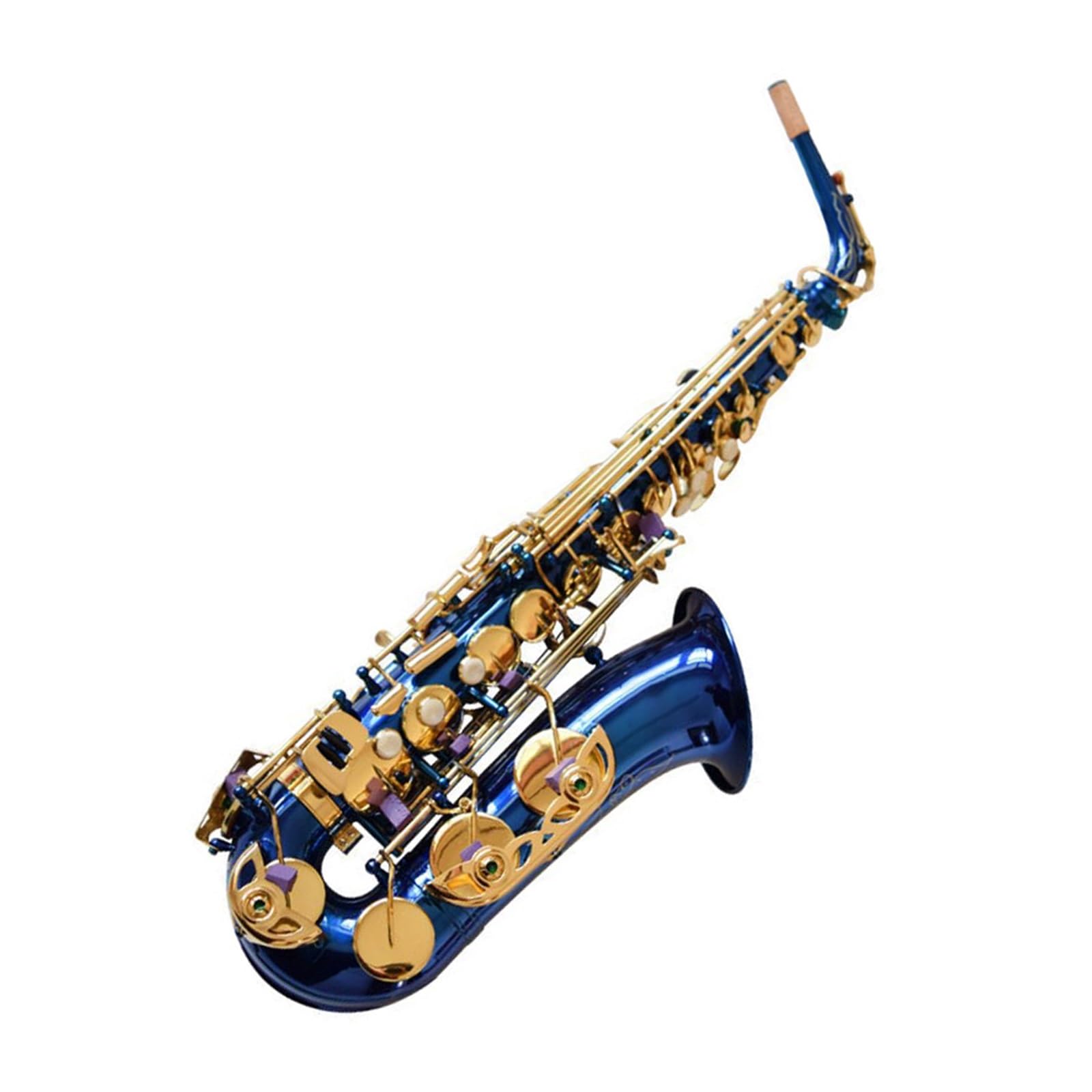 Sassofono Sassofono Contralto In Mi Bemolle Strumento Professionale Per Adulti Laccato Blu Chiave Dorata