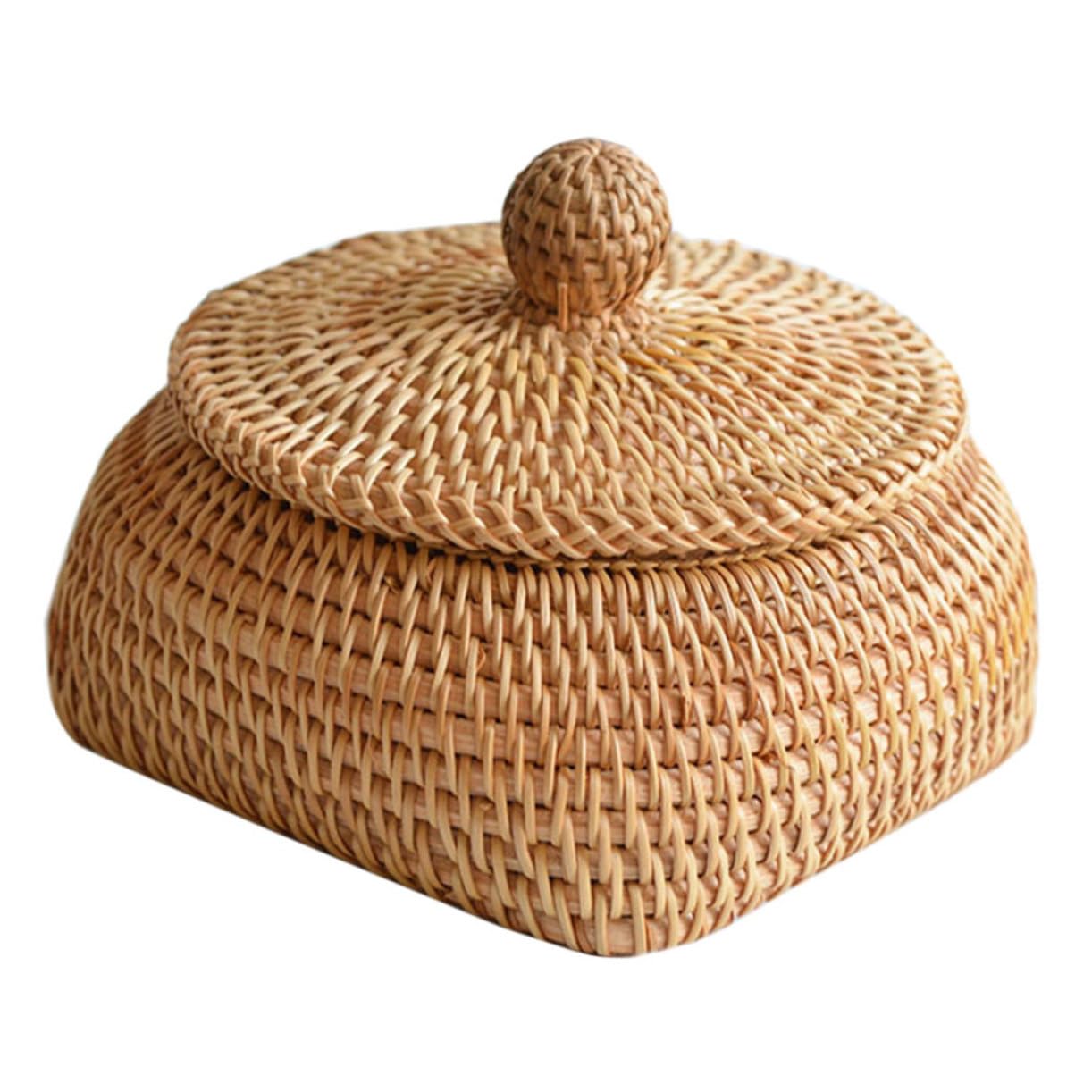 Cesta Organizadora Delicada de Ratán de Otoño para Almacenamiento en Mesa, Adecuado para Guardar Mandos a Distancia y Artículos Diversos Cocina o Sala
