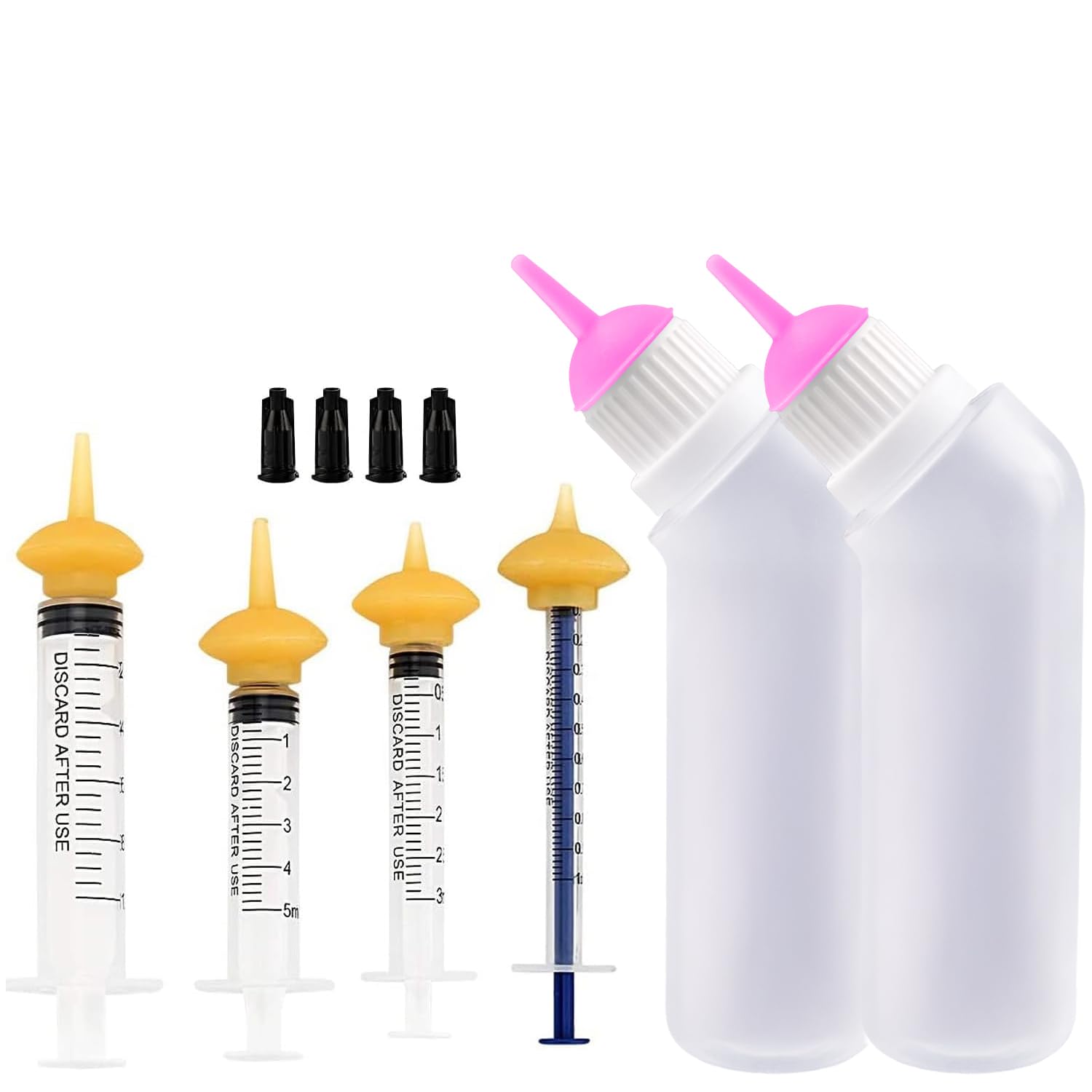 Gufastoe Pet Feeding Silicone Nipple with Bottle and Syringes for Puppy Dog Cat or Other Pets(Model 2)