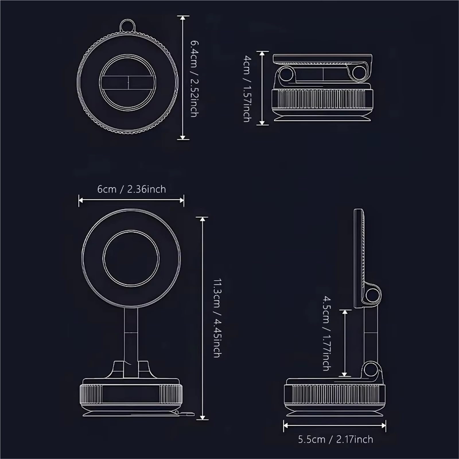 Soporte Magnético Universal Teléfono Rotación 360° Y Ventosa Parabrisas Delantero Compatible Ambos Lados Soporte Móvil Coche