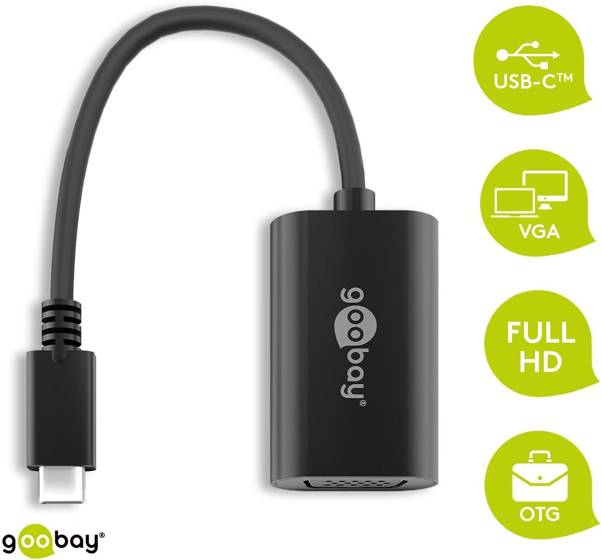 Goobay 38531 USB-C VGA Adapter, Black