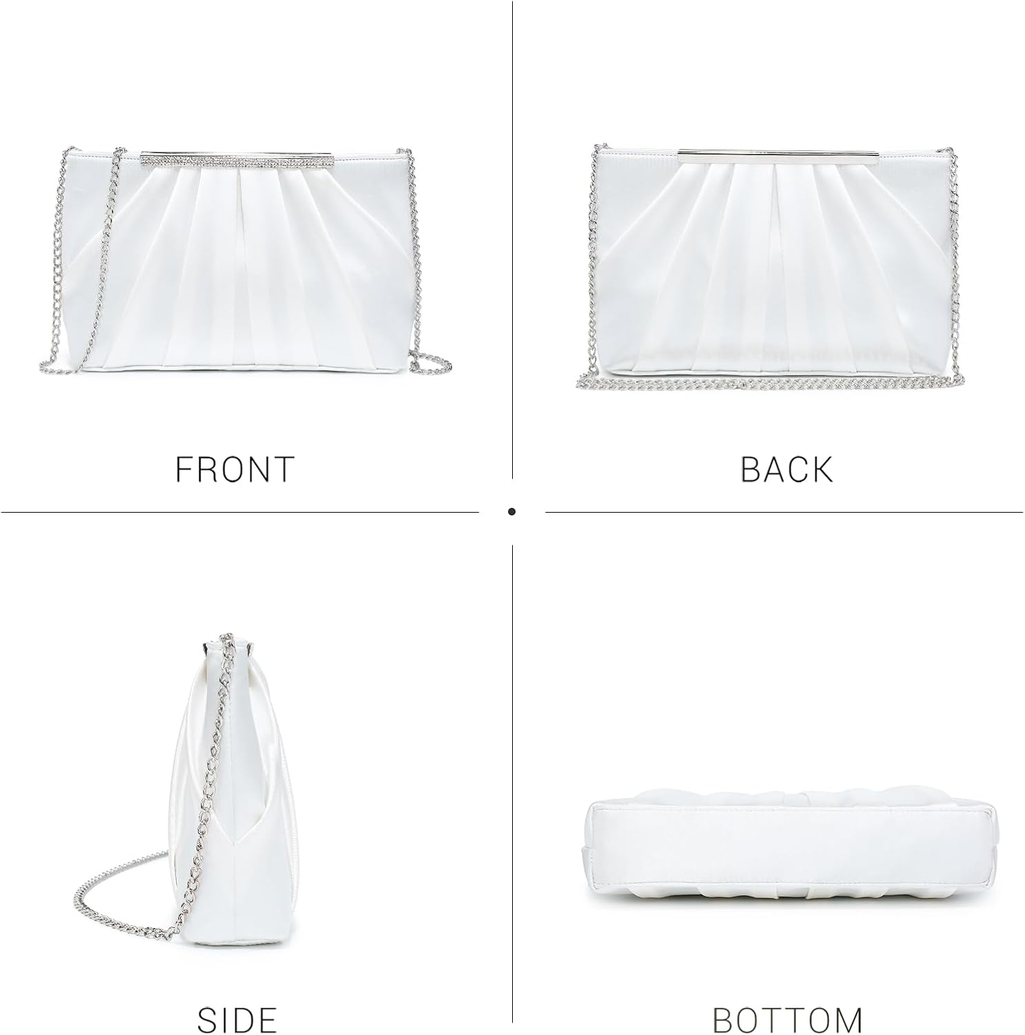 Dasein Elegant Pleated Evening Clutch Bags for Women Formal Handbags Purses for Wedding Party Prom with Sparkly Rhinestones - Image 3