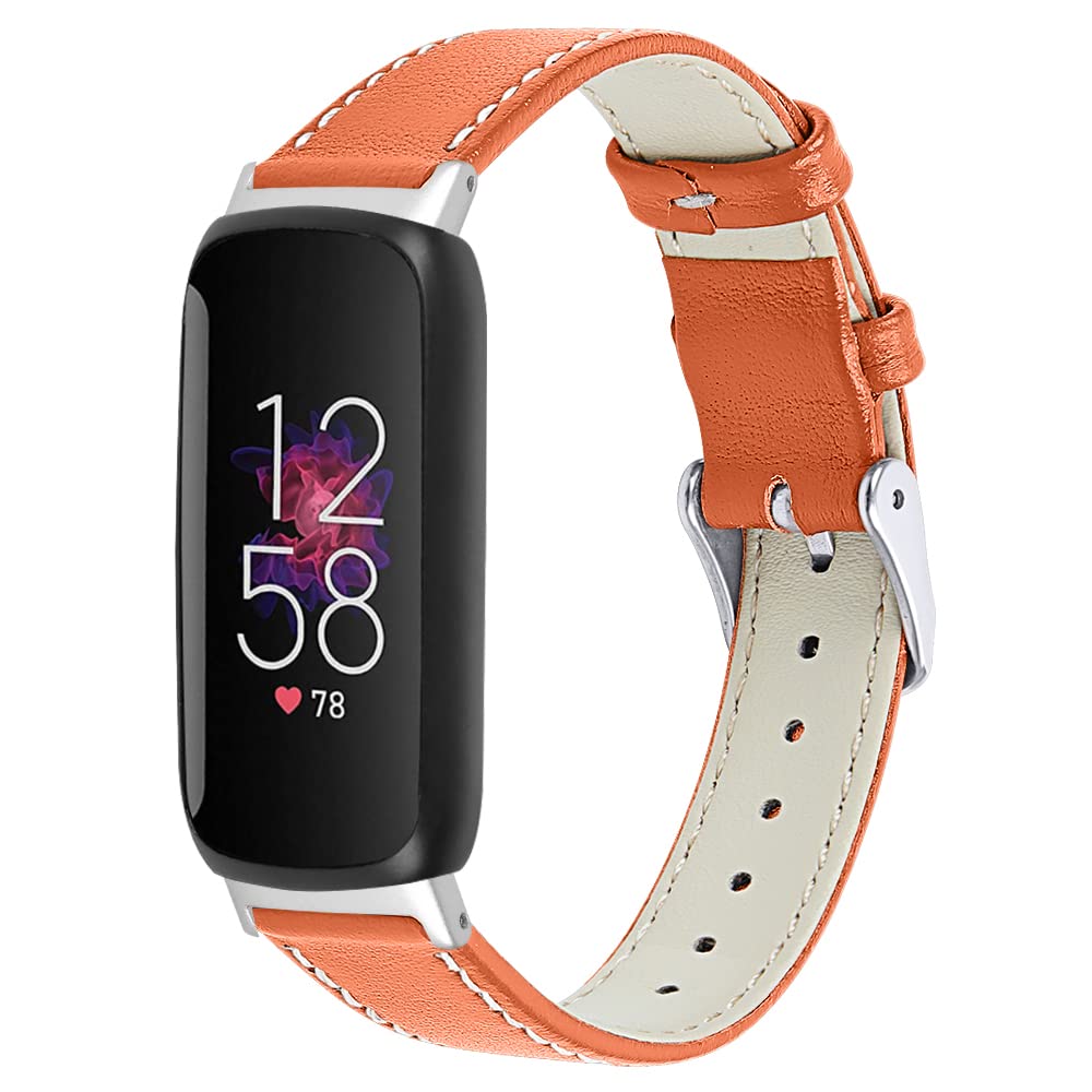 Chofit Straps Compatible with Fitbit Inspire 3 Strap, Replacement Leather Band Pattern Floral Wristband Bracelet for Inspire 3 Activity Tracker (Orange)