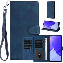 Leather Case forMotoG62 Case with Card Holder with 8-Card Slots Wallet Case with Detachable Strap Lanyard Soft PU Leather for Women Deep Blue