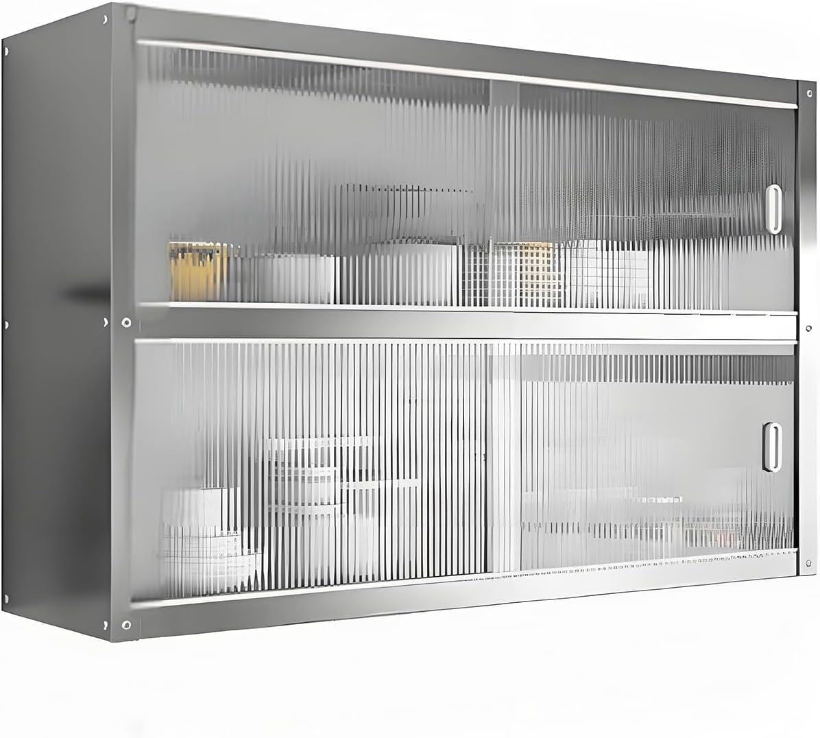Kitchen Storage Cabinets 2-Tier Stainless Steel Shelf Bathroom Storage Cabinet with Transparent Acrylic Sliding Door Suitable for Kitchens Balconies and Bathrooms(70 * 30 * 70cm)