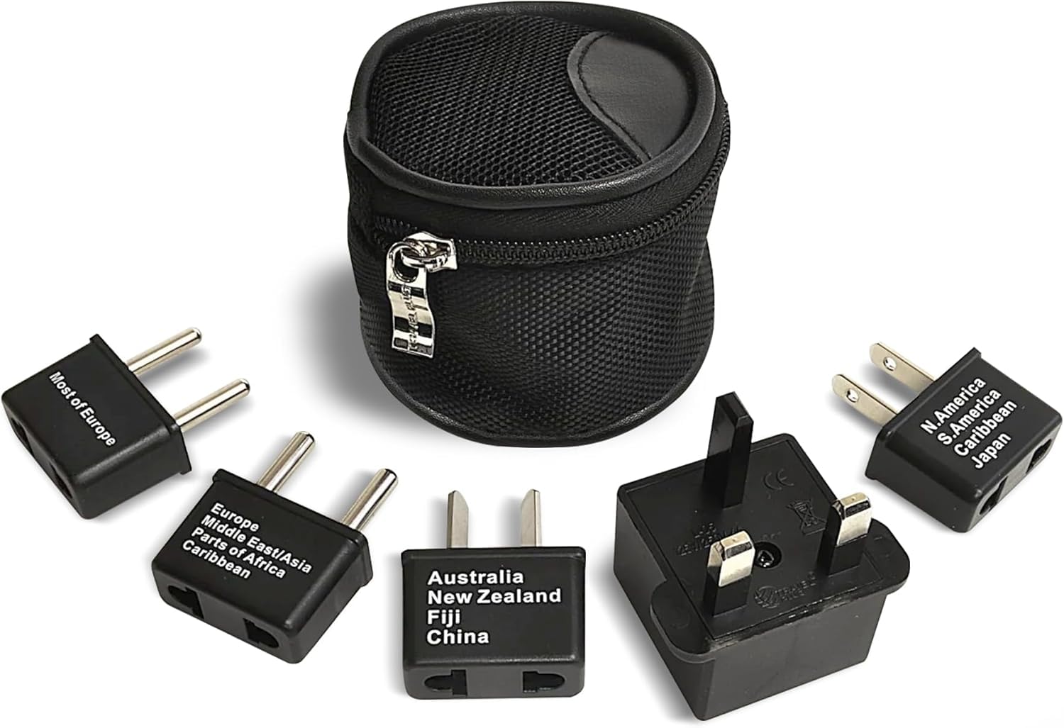 C+P International Worldwide Travel Plug Adapter 5 Piece Set, Great for Cell Phones, Battery Chargers, Laptops to Work in Most Countries