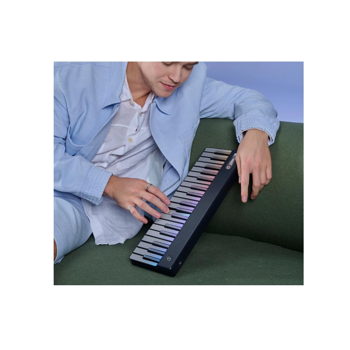 PartyKeys - Teclado MIDI guiado por luz de 36 teclas, teclas con luz LED, controlador Bluetooth MIDI y USB-C, sistema de teclado modular expandible, teclado MIDI portátil para principiantes y