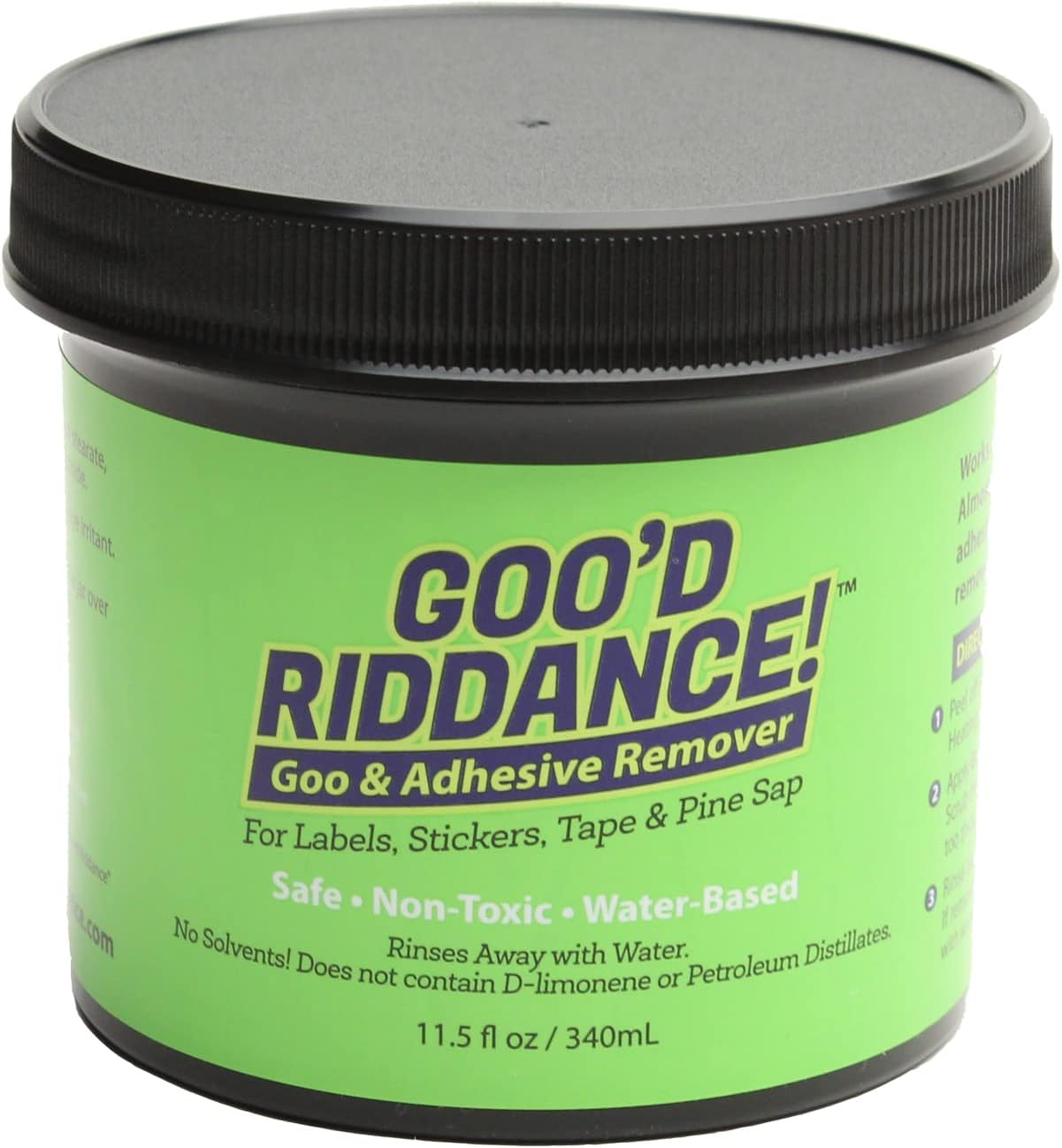 Goo’d Gooed Riddance - Water-Based Adhesive Remover - Non-Toxic No Solvents - Removes Sticker, Tape, Label, Acrylic, Mastic and Rubber Adhesives - Removes Pine Sap and Tar