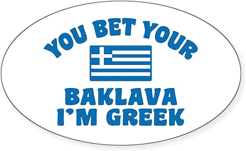 CafePress Pegatina para parachoques de coche ovalada Baklava griega divertida