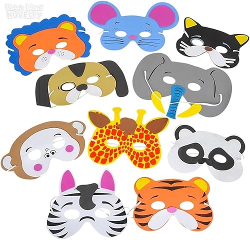 Miniatura 2 de 12 variedades de máscaras de espuma de animales de Rhode Island Novelty para fiestas de cumpleaños y disfraces Plástico Mutli Paquete de 212