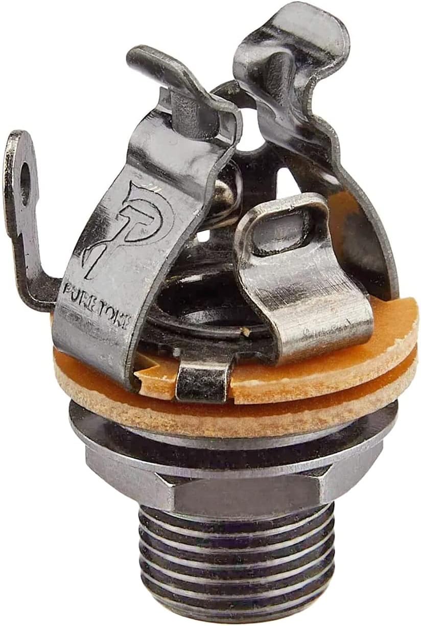 Pure Tone Technologies Multi-Contact 1/4 inch Mono Output Jack | Black Nickel | Dual Tension Grounds & Dual Positive Tips for Optimal Signal, & Lowest Possible Noise