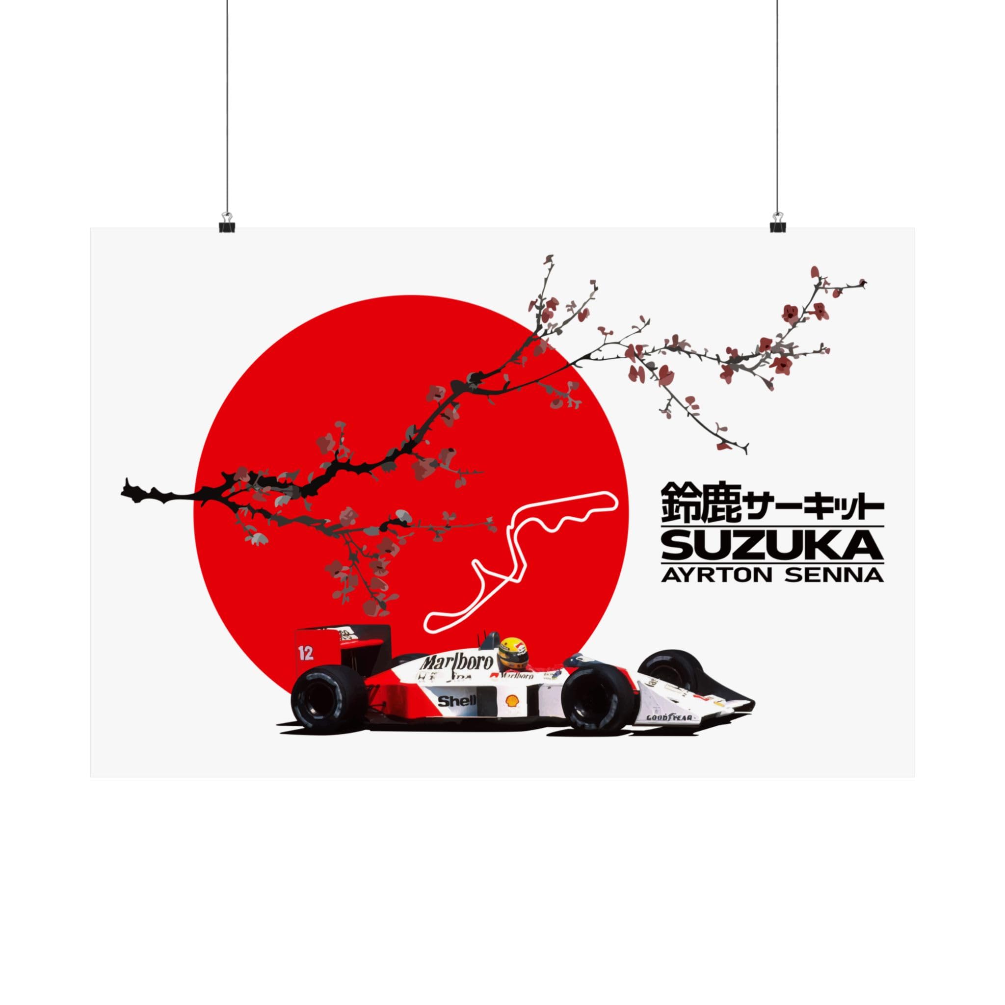 Amazon.com: Ayrton Senna Suzuka Poster | Japanese Rising Sun Wall