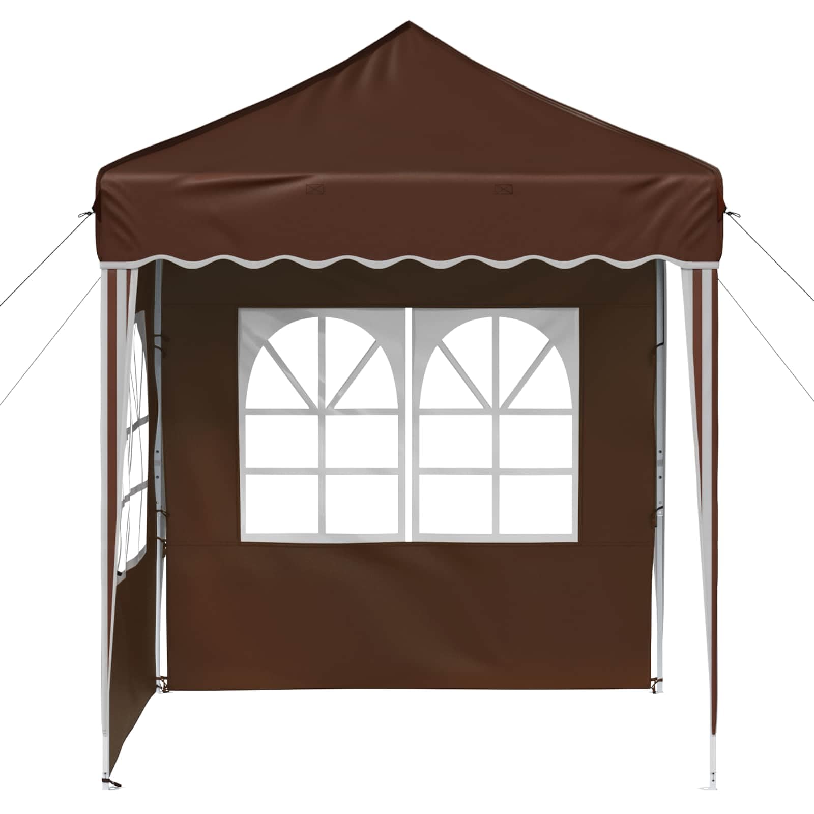 Namiot imprezowy Pop-up, brązowy, z tkaniny Oxford, 195 x 195 x 245 cm, z ochroną UV, odporną na warunki atmosferyczne metalową ramą, 2 ściany boczne do ogrodu, na grill, wesele, kemping