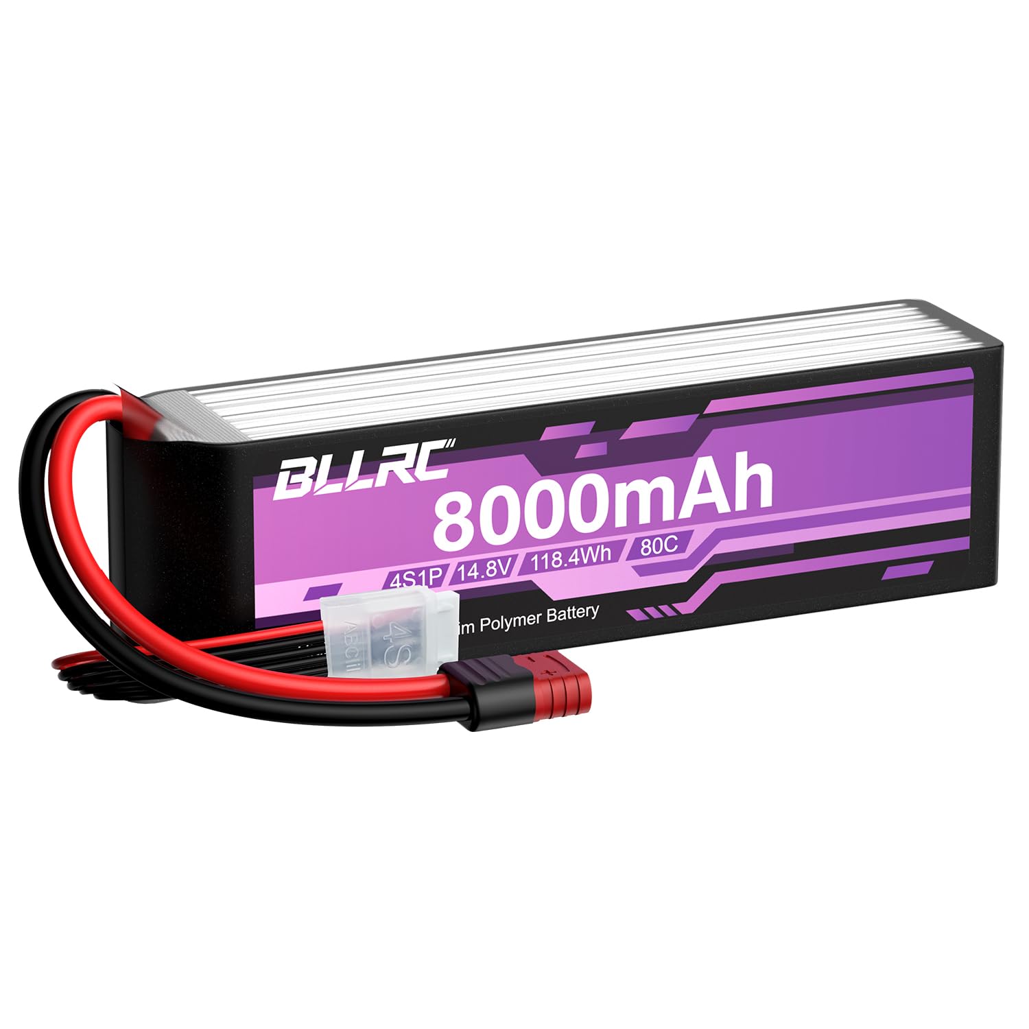 Batteria al litio 4S da 14.8V, 80C, 8000mAh con connettore a T, adatta per auto RC, camion, veicoli fuoristrada, quadricotteri, droni per fotografia aerea, aeroplani RC ed elicotteri RC