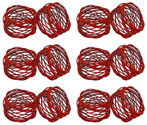 Skavij Handmade Napkin Rings Set Of 12 For Everyday, Dining Table Decoration (Red) #TOP1