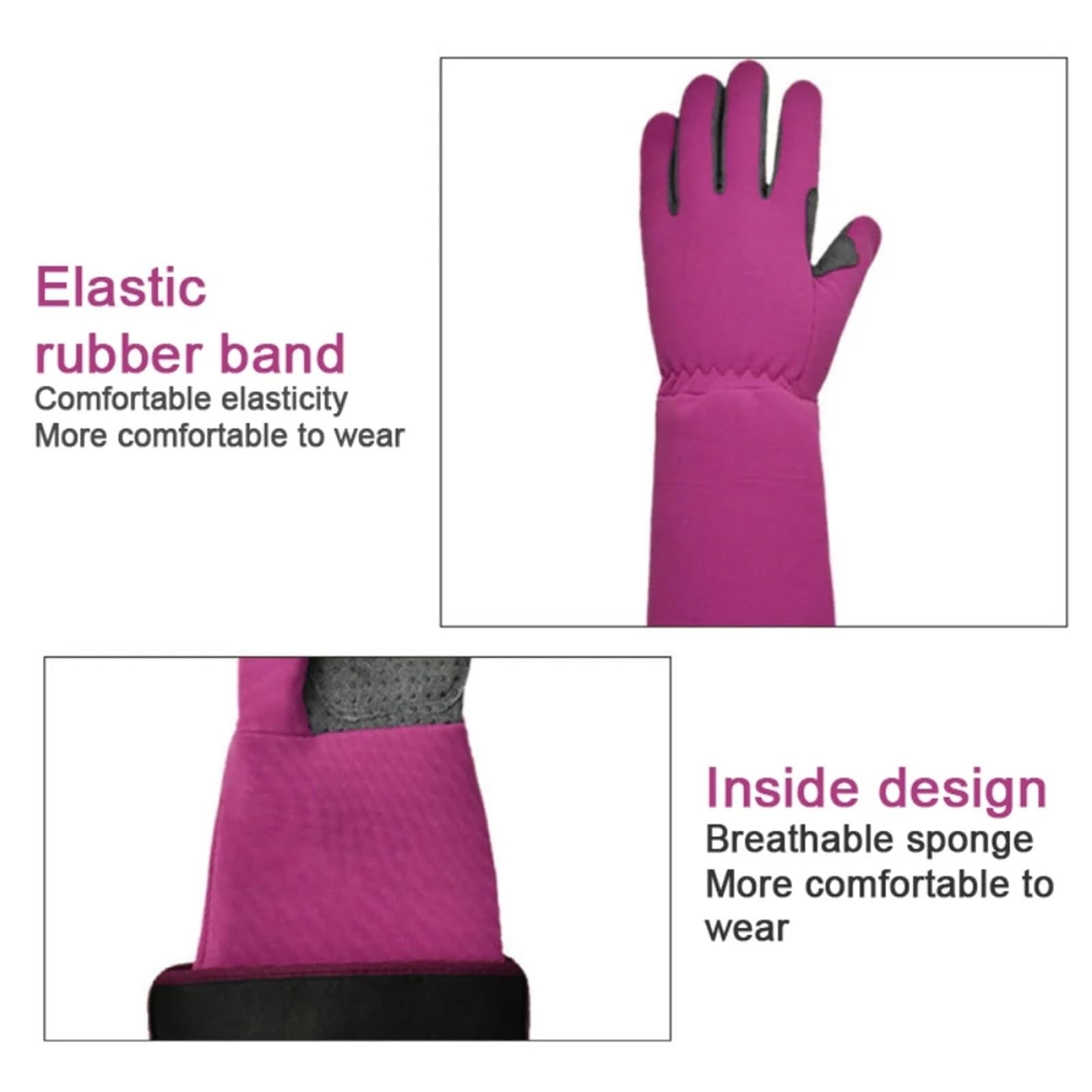 1 paire de gants protection épais antidérapants, longue durée, Construction jardinage, longues tâches pour Pelleter la Neige(Rose red,M)