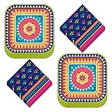 Blue Fiesta Dinner Plates and Luncheon Napkins (Serves 16)