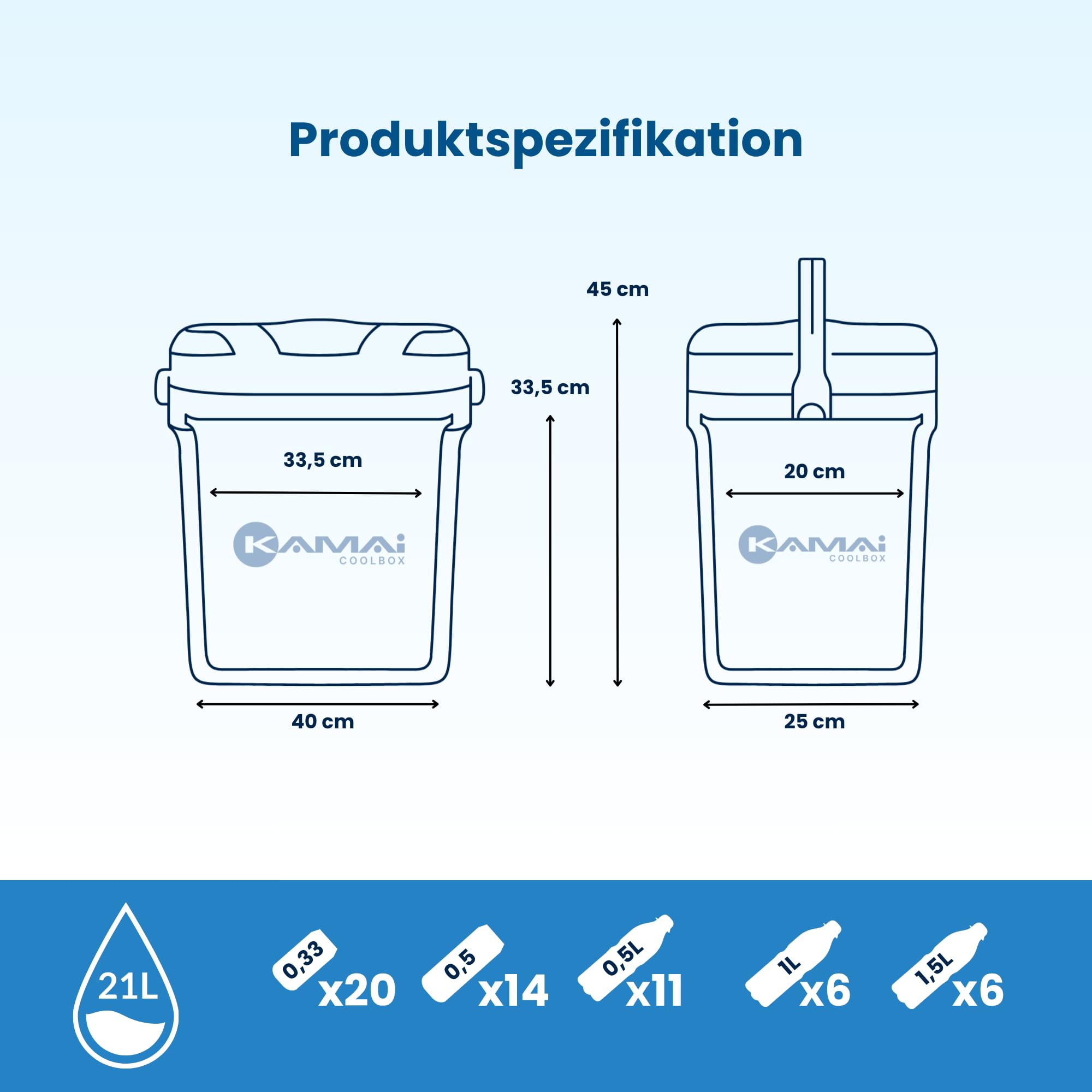 Elektrische Kühlbox 24L - 12V Thermobox, Camping Kühlschrank, elektrisch Isolierbox, tragbare Kühlbox für Auto, Boot, Garten und Reisen, kompakt und leise – Kamai Coolbox