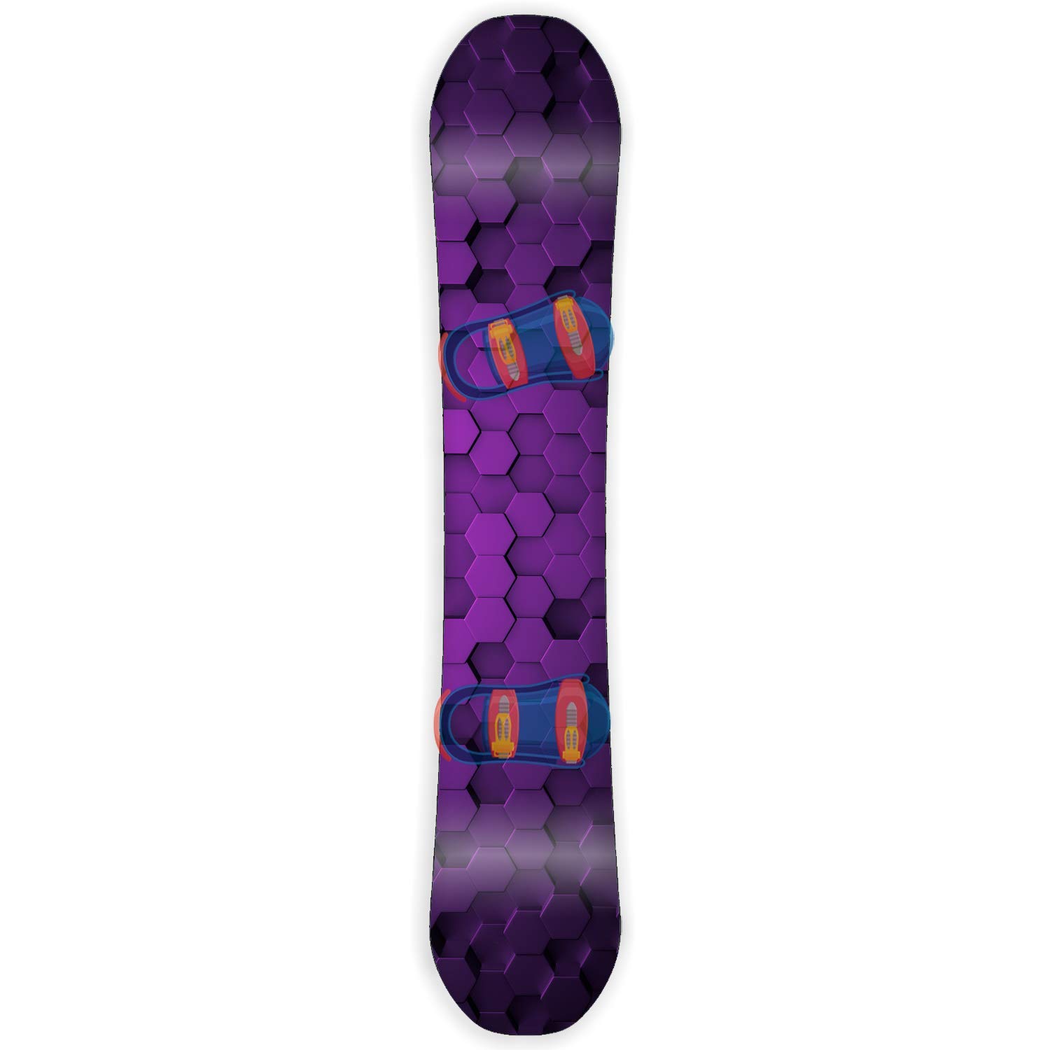 Snowboard Wrap Graphic Sticker Skin Cover - Includes Breakaway Knife - Universal Fit up to 65 inches and 14 inches Wide - Purple Hex 3D Gradient