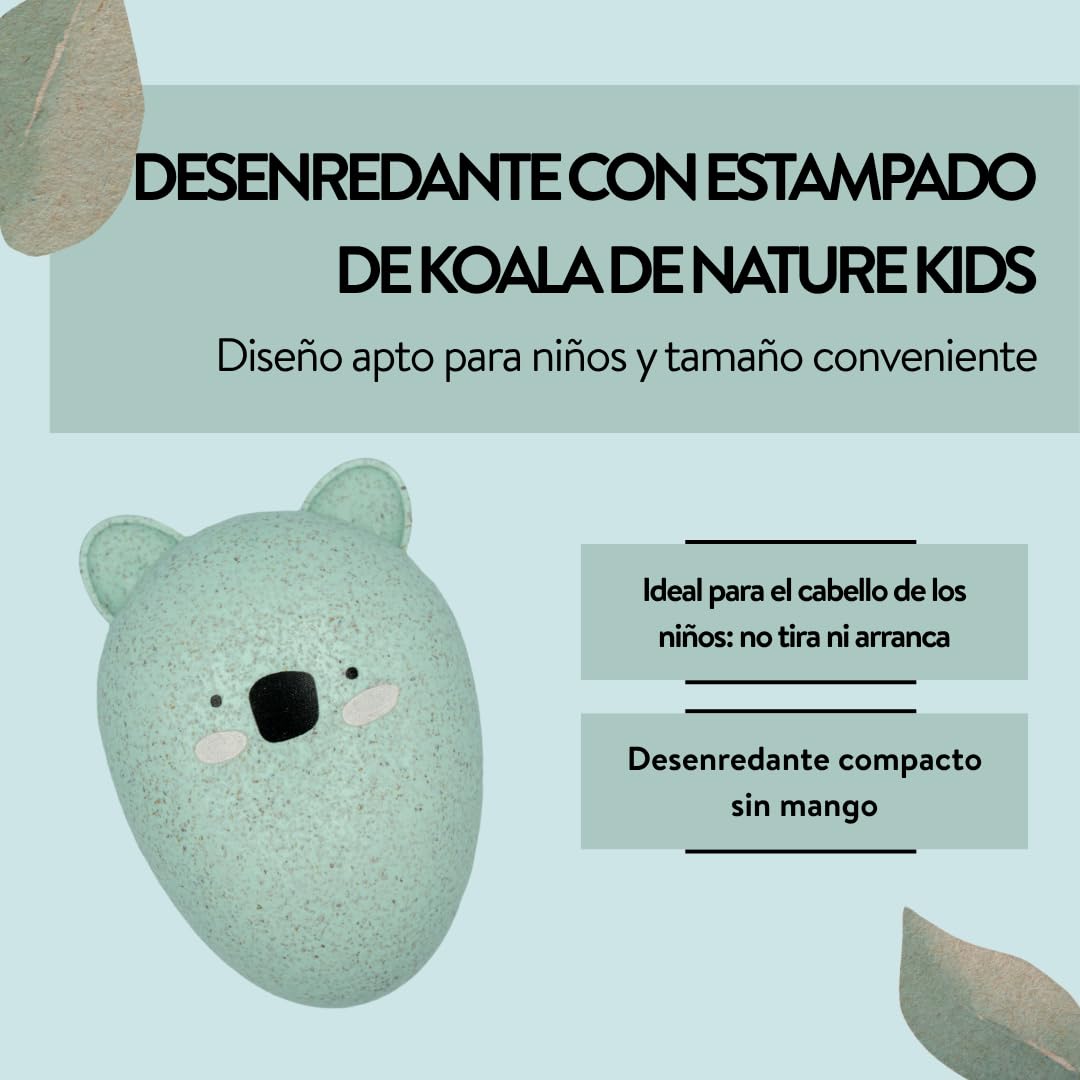 PARSA Beauty Nature Kids cepillo pelo Koala – Peine antitirones sin mango 3D de paja de trigo – Cepillo capilar neutro en carbono para niños sin tirones – Cepillo capilar para niños