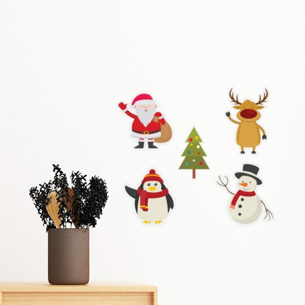 Sticker mural bonhomme de neige Joyeux Noël décoration amovible 50cm