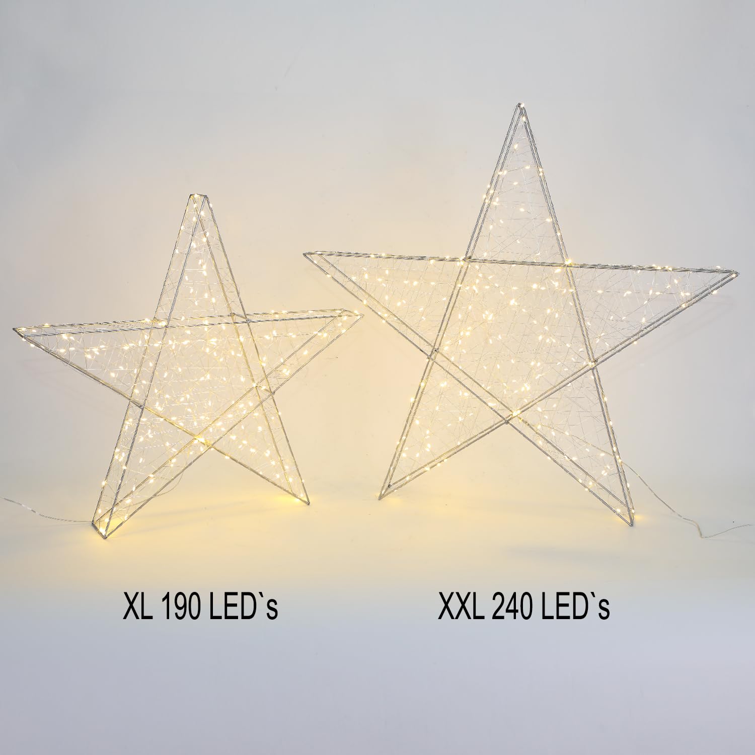 H4L Weihnachtsbeleuchtung LED Stern Weihnachtsstern Deko Metalldraht 190 LED`s