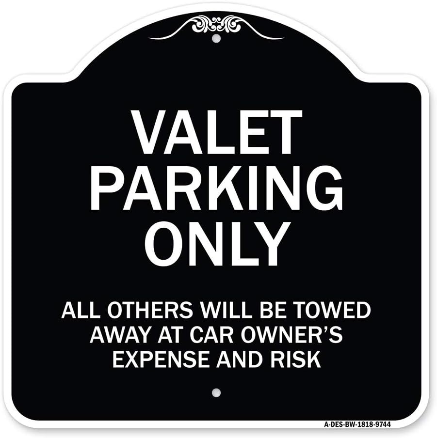SignMission Designer Series Sign - Valet Parking Only All Others Will Be Towed Away at Car Owner's Expense and Risk Tan & Green 18" X 18" Heavy-Gauge Aluminum Sign Made in The USA