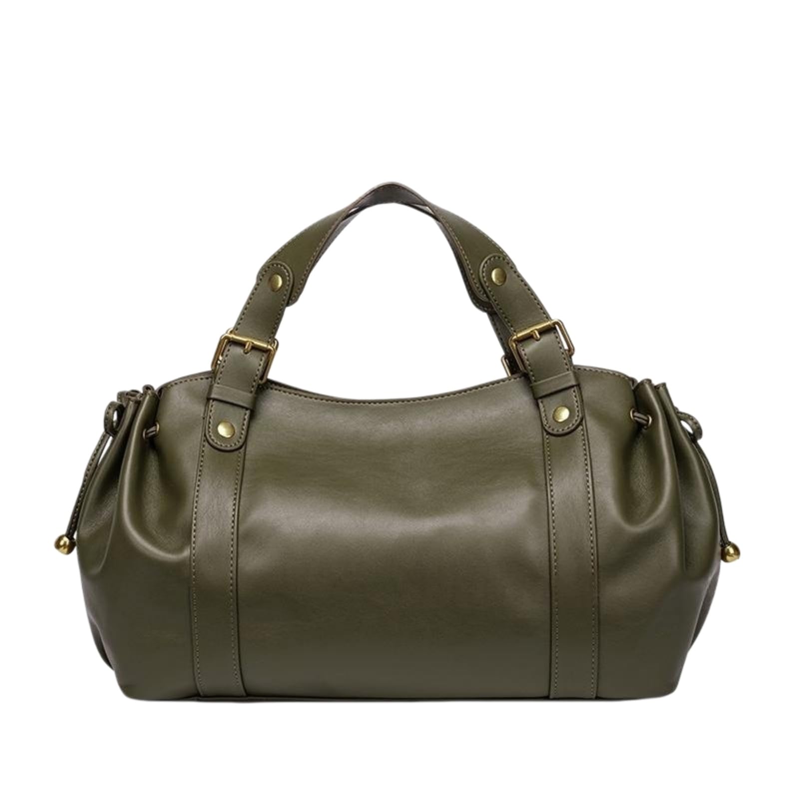Beauty Case Tote in Pelle Morbida Ruched, Borsa A Spalla per Pendolari di Grande capacità