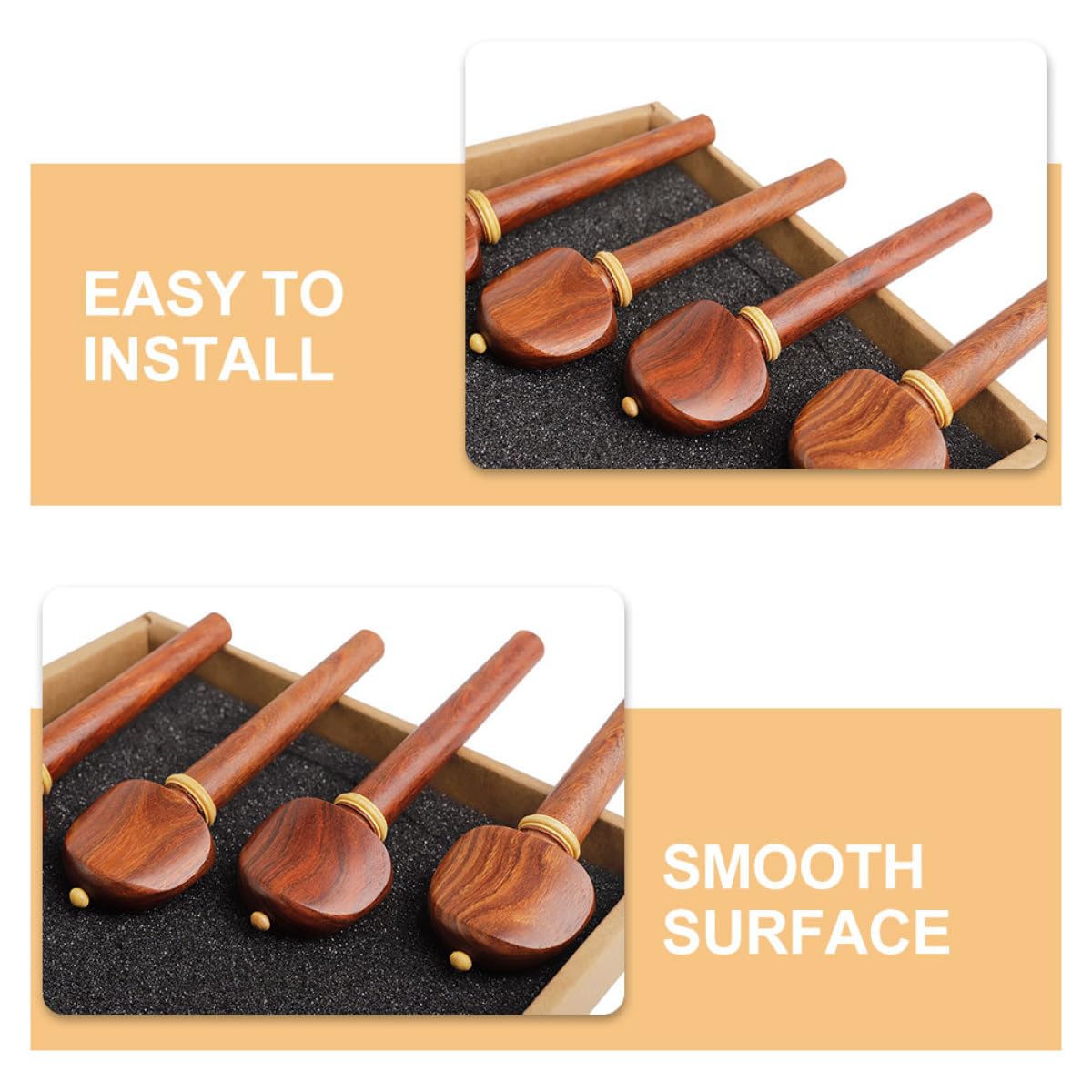 TOYANDONA 4 Pezzi Piroli in Legno per Violoncello da Accessori Professionali per Accordatura Superficie Liscia e Arrotondato Regalo per Musicisti e Studenti di Violoncello