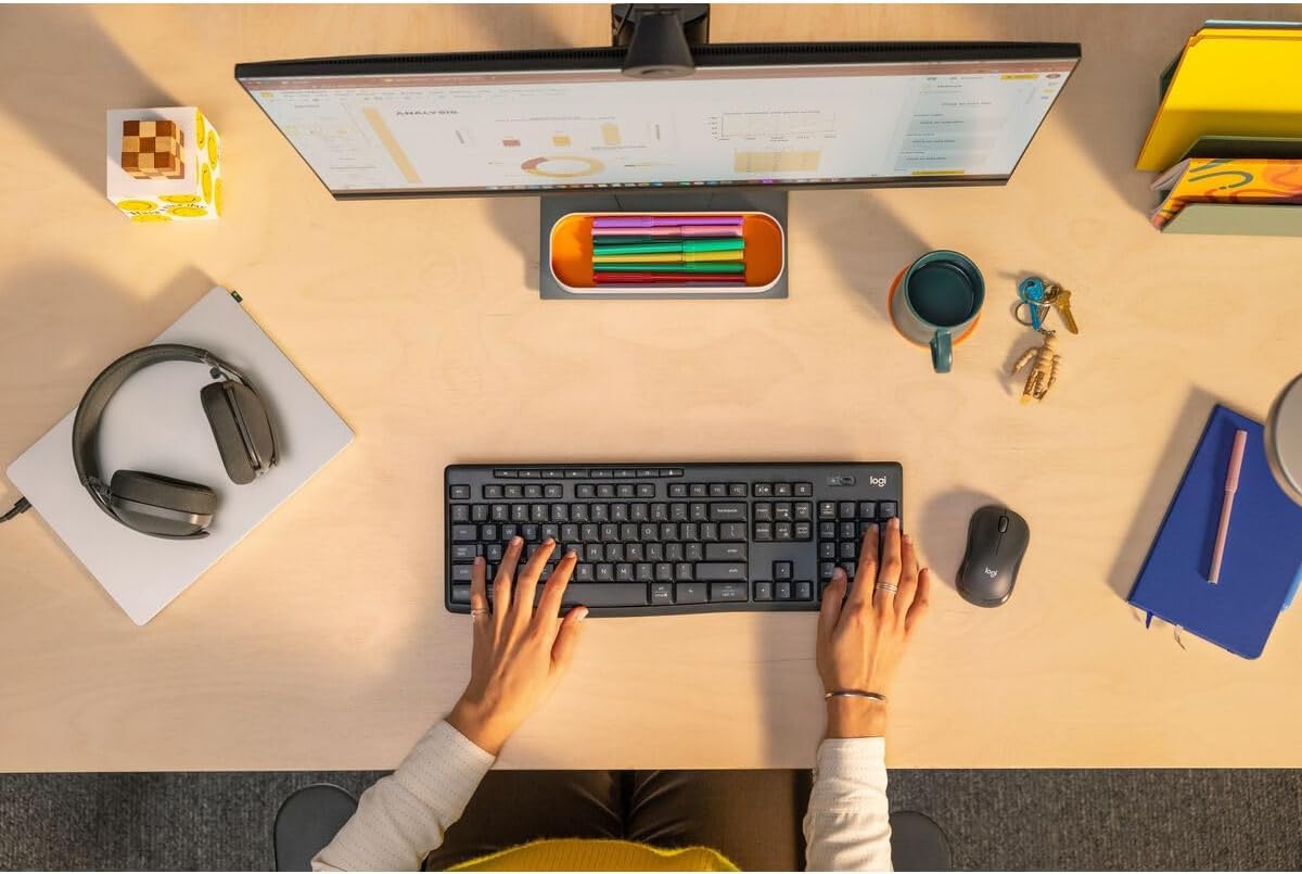 Logitech MK370 Combo for Business (920-012077) Pleine Taille (100%) • RF sans Fil + Bluetooth • Commutateur de clé à Membrane • QWERTY • Graphite • Souris Incluse (5099206113060)