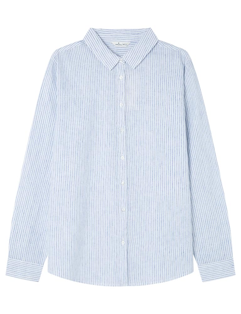SPRINGFIELD Women's 6.Gym.Camisa Lino Básica Shirt, Chinese Blue, 8