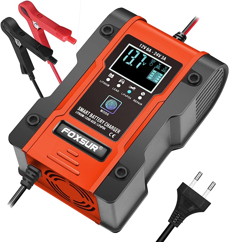 Verilux® Car Battery Charger, 6A 12V / 3A 24V Intelligent Automatic