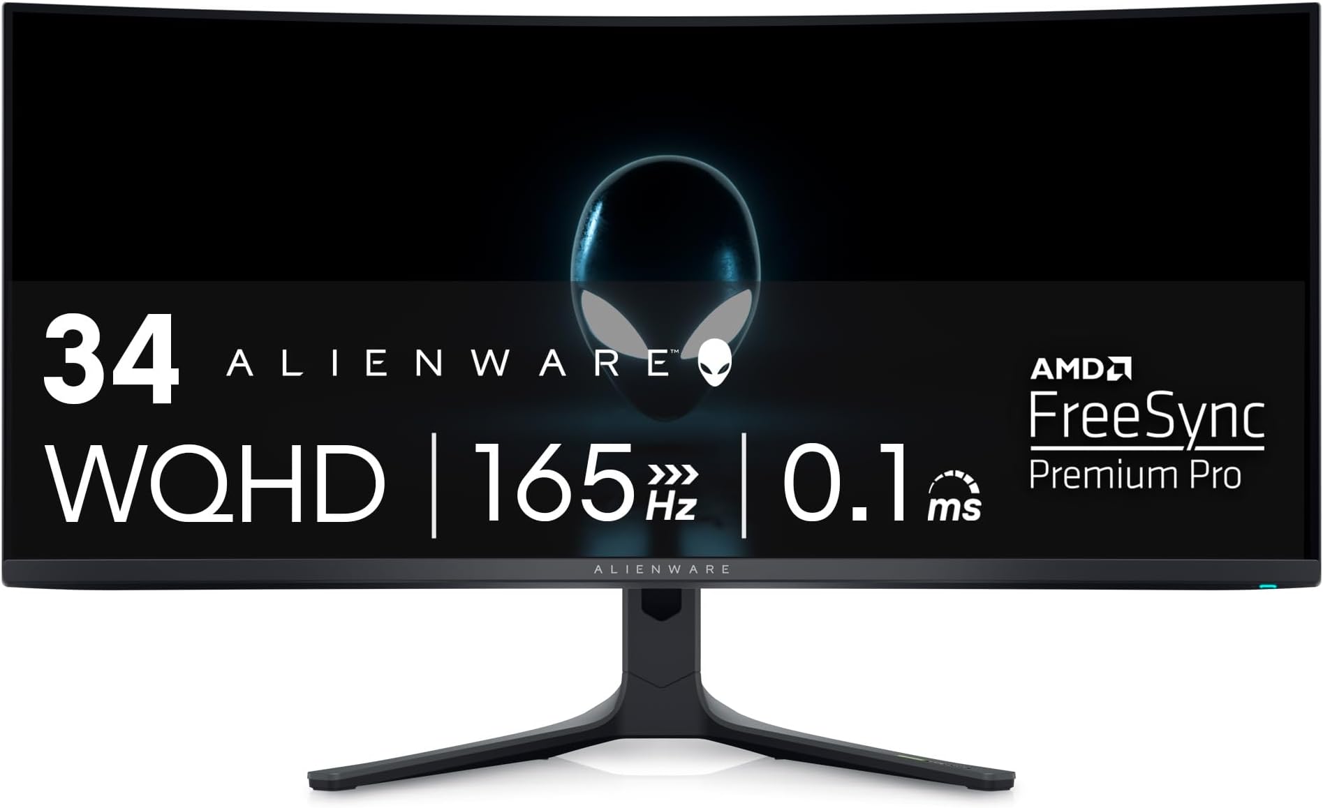 AW3423DWF Curved QD-OLED Gaming Monitor - 34-inch Quantum Dot OLED 0.1Ms 165Hz 21:9 Curved Display, 99.3% DCI-P3 Color Gamut, VESA DisplayHDR True Black 400, AMD FreeSync Premium Pro - Black